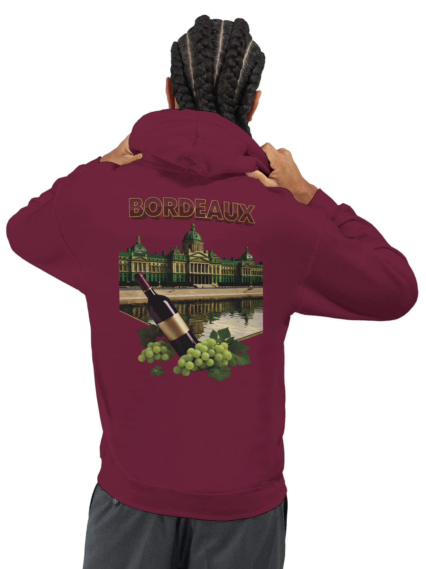 Sweat à capuche unisexe bordeaux Ville de France - Confort premium