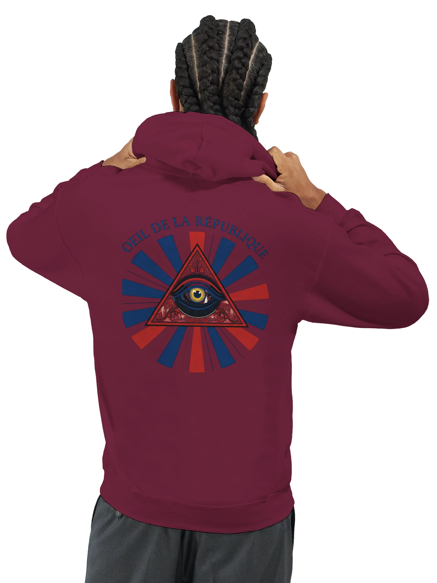 Sweat à capuche Homme - Design Œil de la République - Premium Confort
