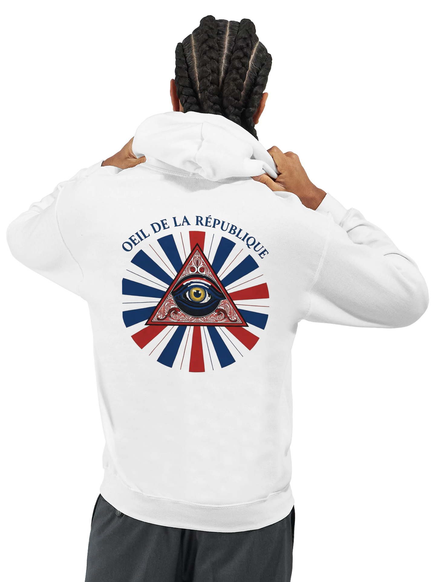 Sweat à capuche Homme - Design Œil de la République - Premium Confort