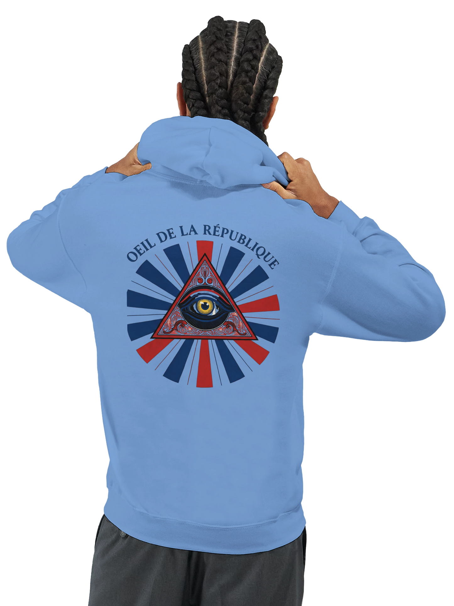 Sweat à capuche Homme - Design Œil de la République - Premium Confort