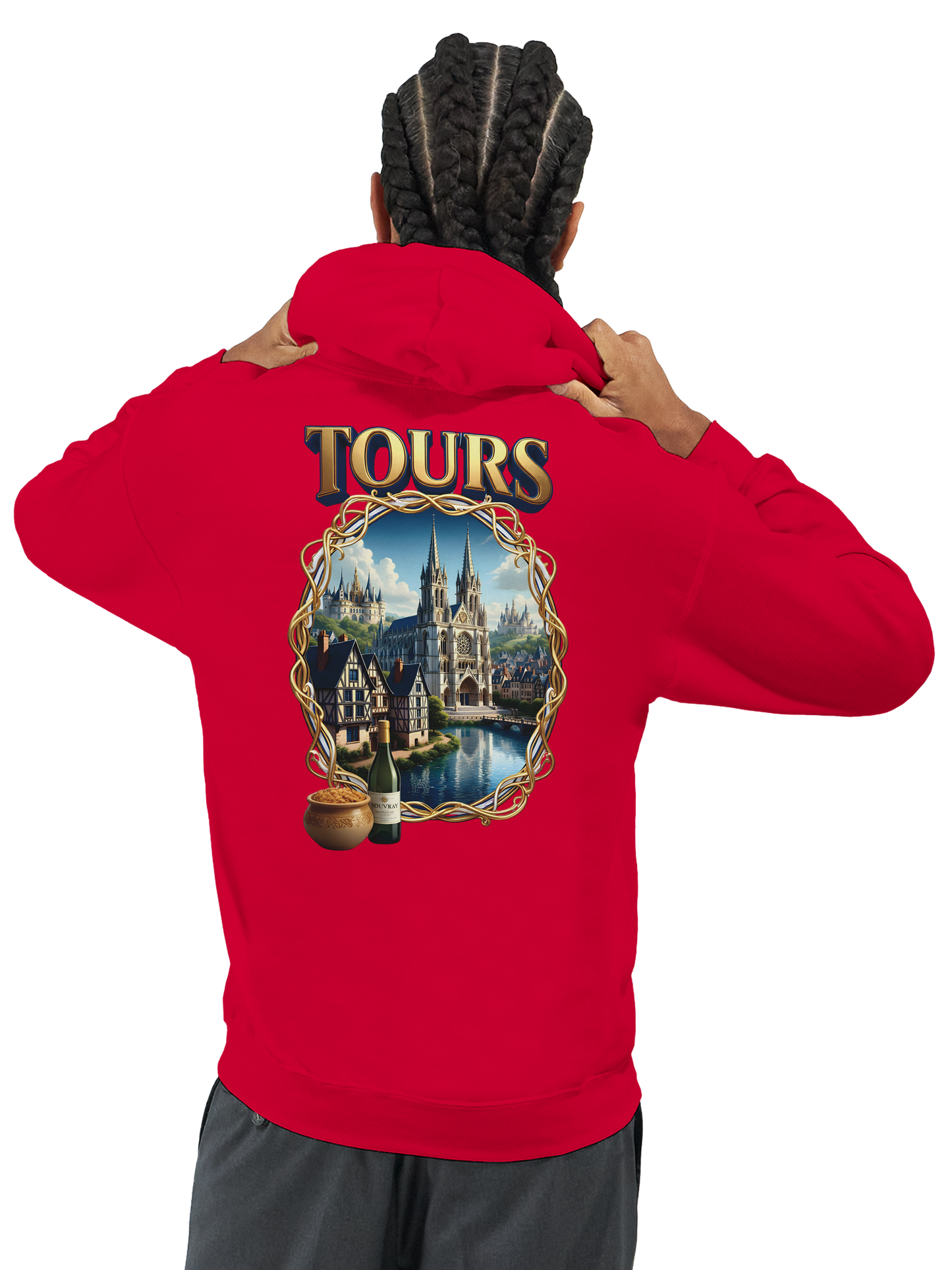 Sweat à capuche unisexe Tours France – Design Ville Iconique