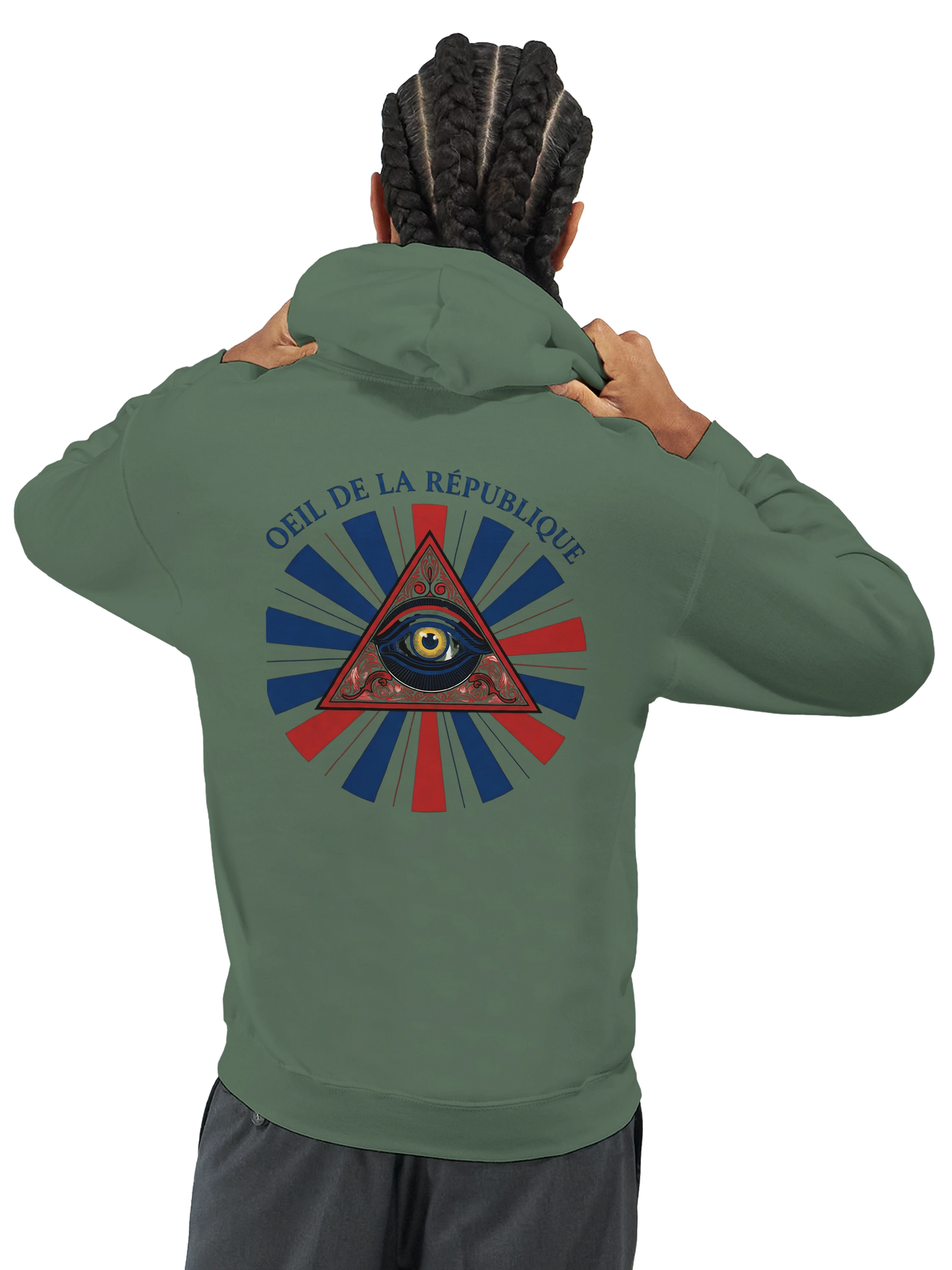 Sweat à capuche Homme - Design Œil de la République - Premium Confort