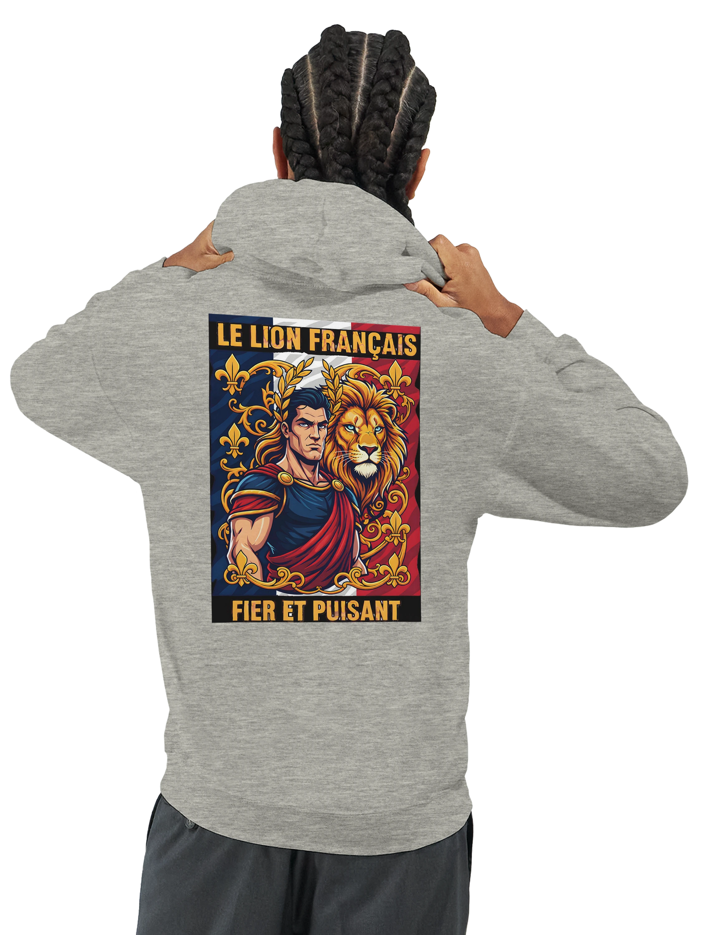 Sweat à capuche homme motif Lion Fort – Hoodie épais et confortable