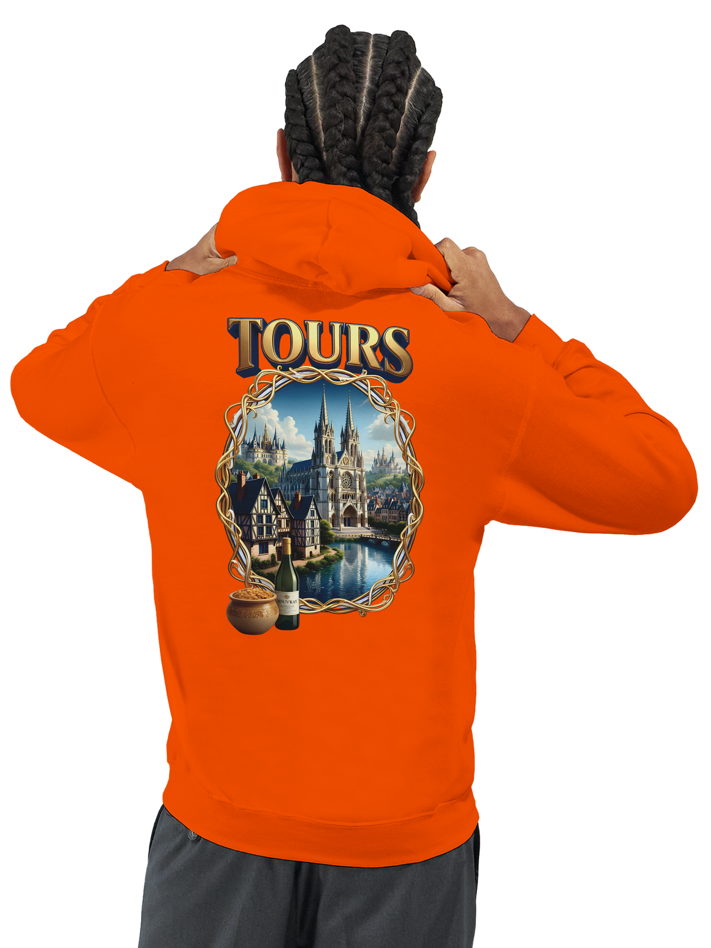 Sweat à capuche unisexe Tours France – Design Ville Iconique