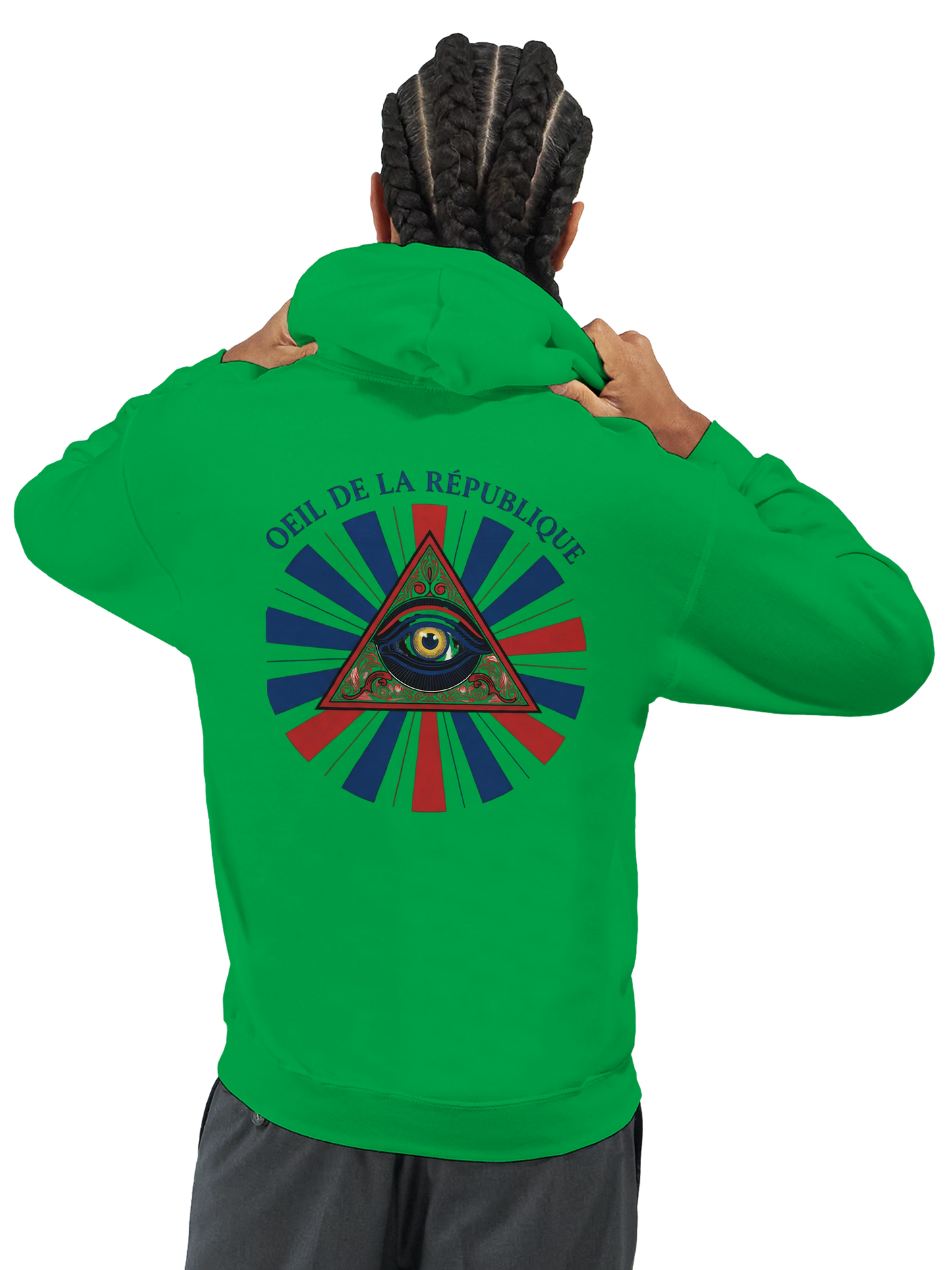 Sweat à capuche Homme - Design Œil de la République - Premium Confort