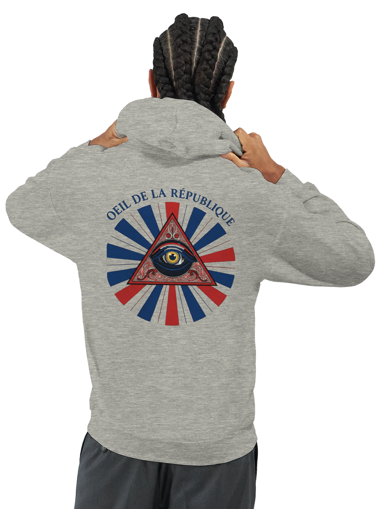 Sweat à capuche Homme - Design Œil de la République - Premium Confort