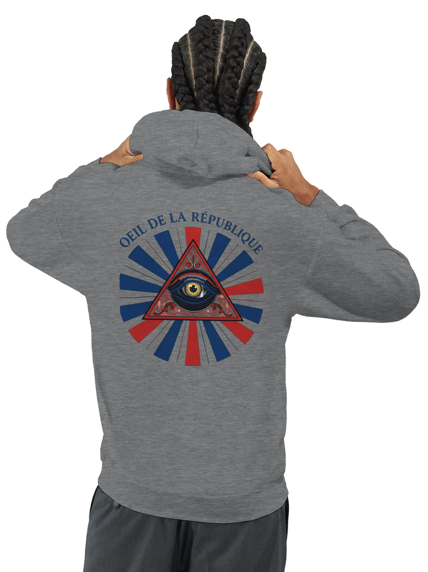 Sweat à capuche Homme - Design Œil de la République - Premium Confort