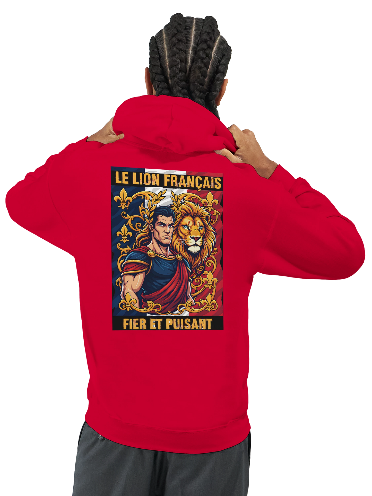 Sweat à capuche homme motif Lion Fort – Hoodie épais et confortable