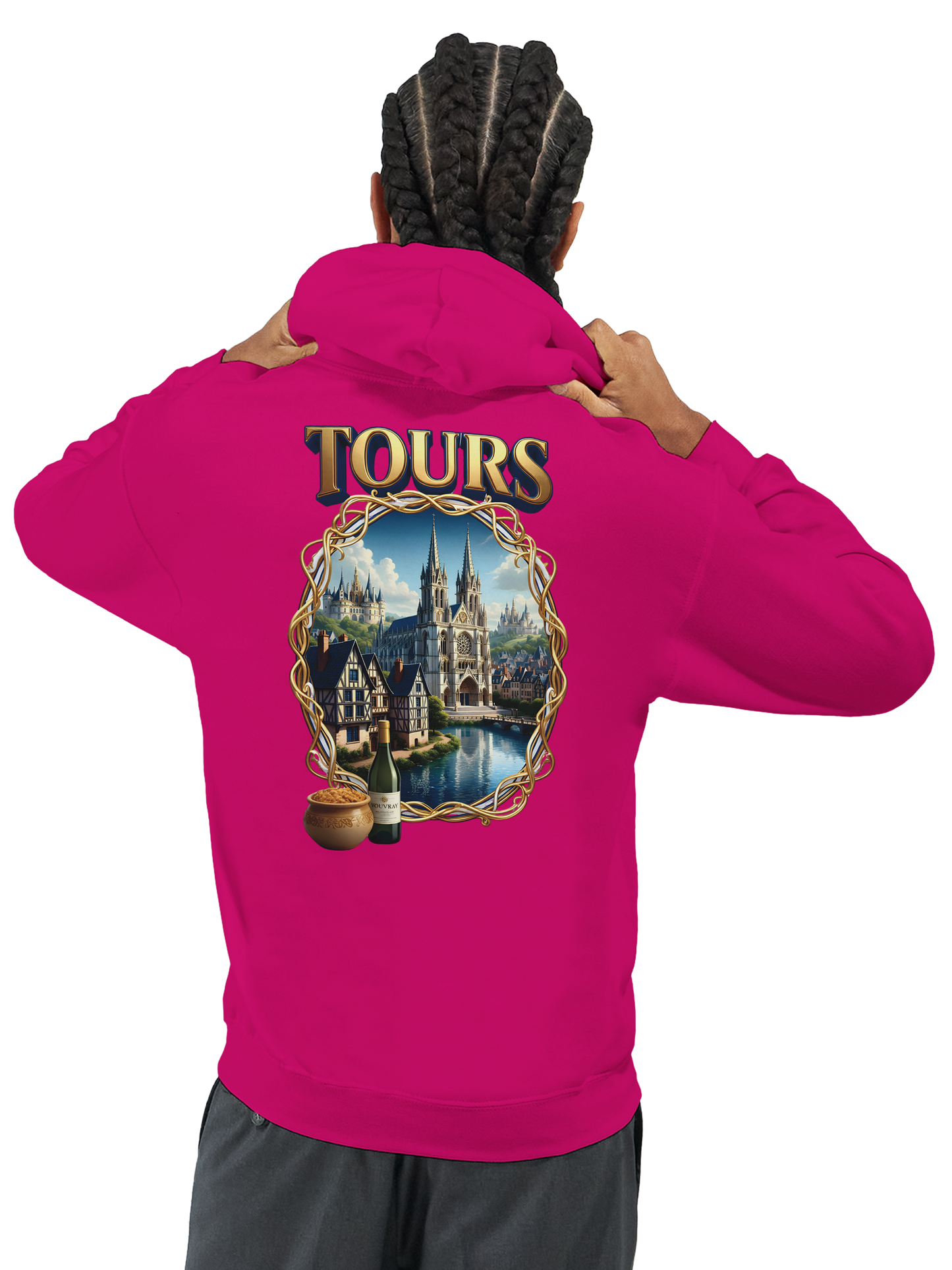 Sweat à capuche unisexe Tours France – Design Ville Iconique