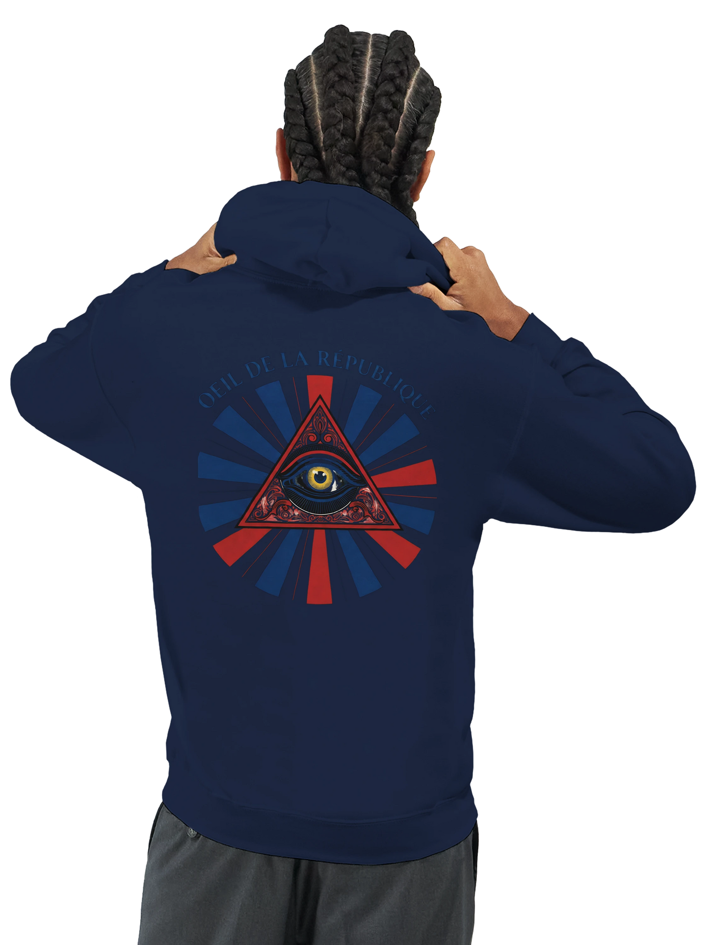 Sweat à capuche Homme - Design Œil de la République - Premium Confort
