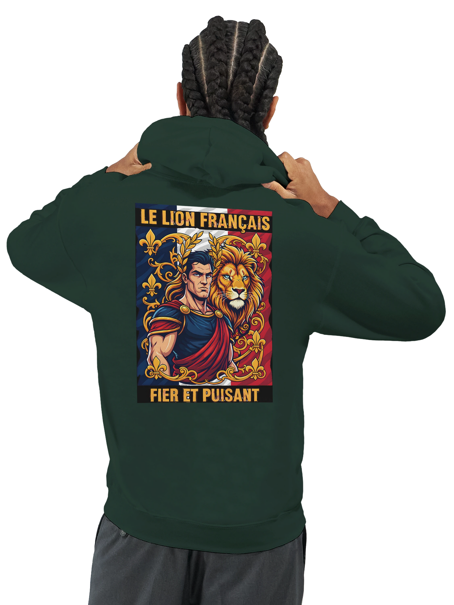 Sweat à capuche homme motif Lion Fort – Hoodie épais et confortable