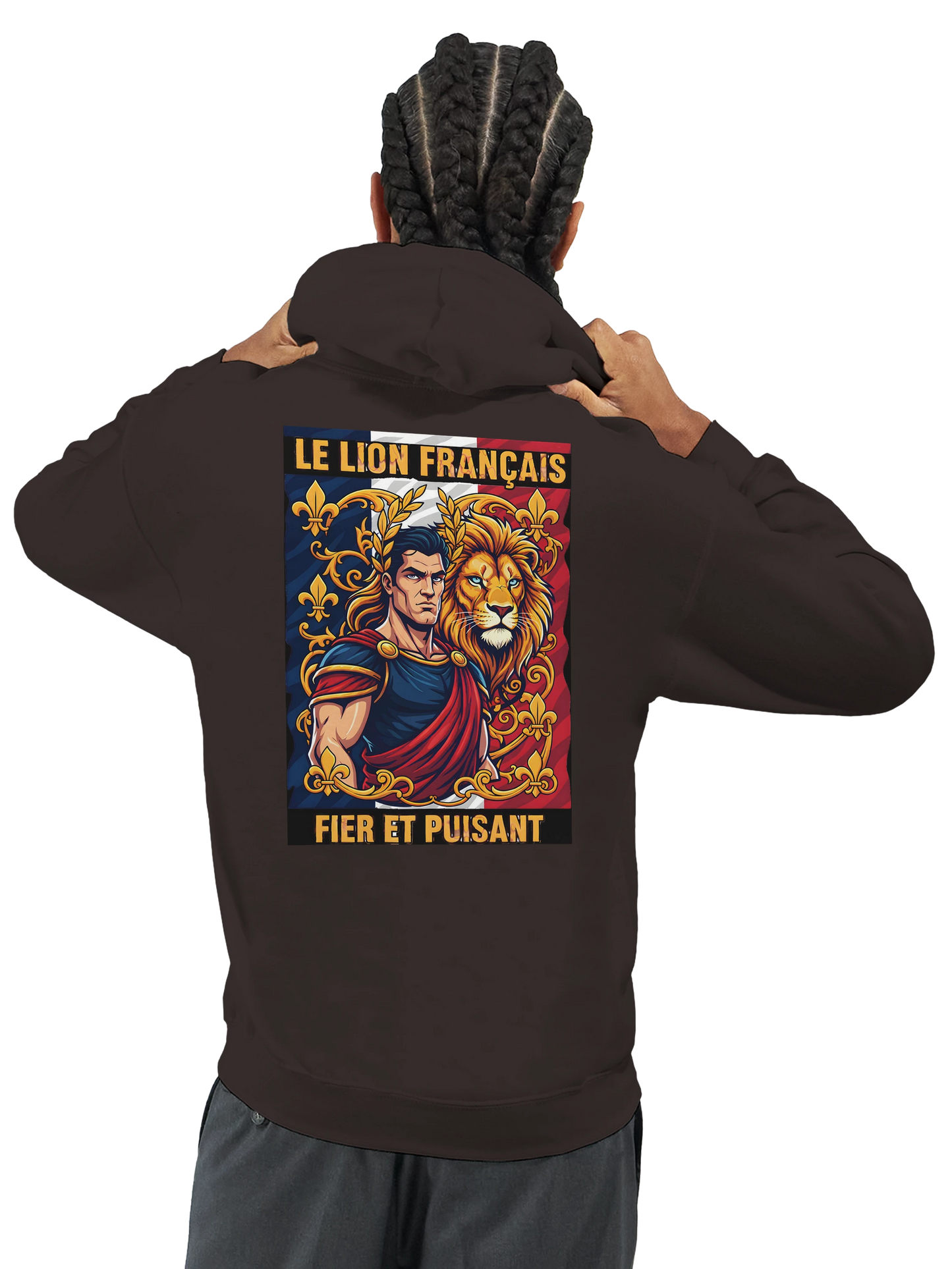 Sweat à capuche homme motif Lion Fort – Hoodie épais et confortable