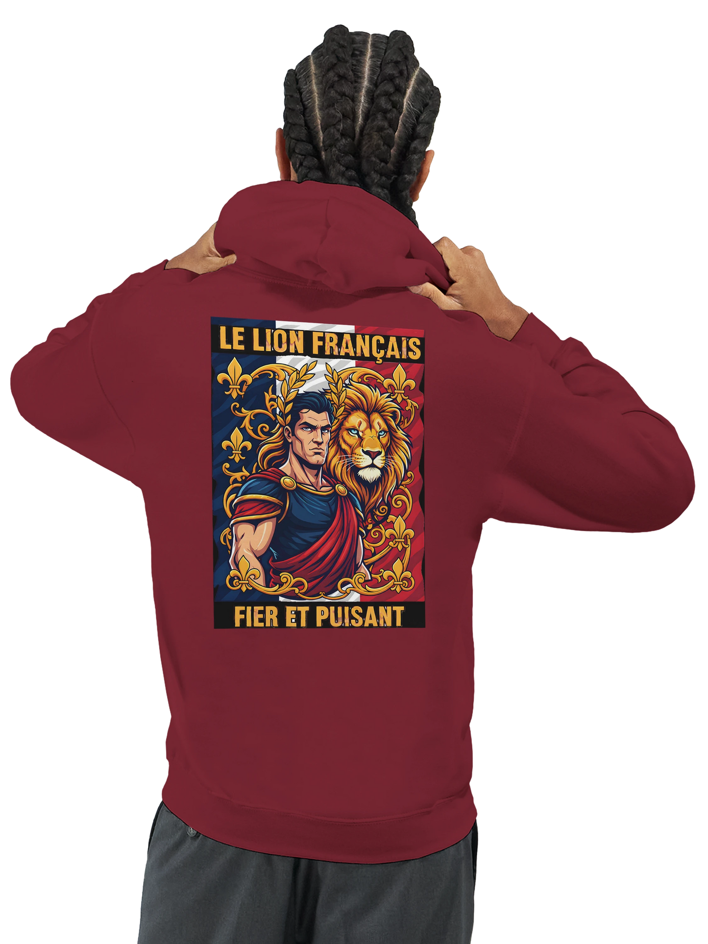 Sweat à capuche homme motif Lion Fort – Hoodie épais et confortable