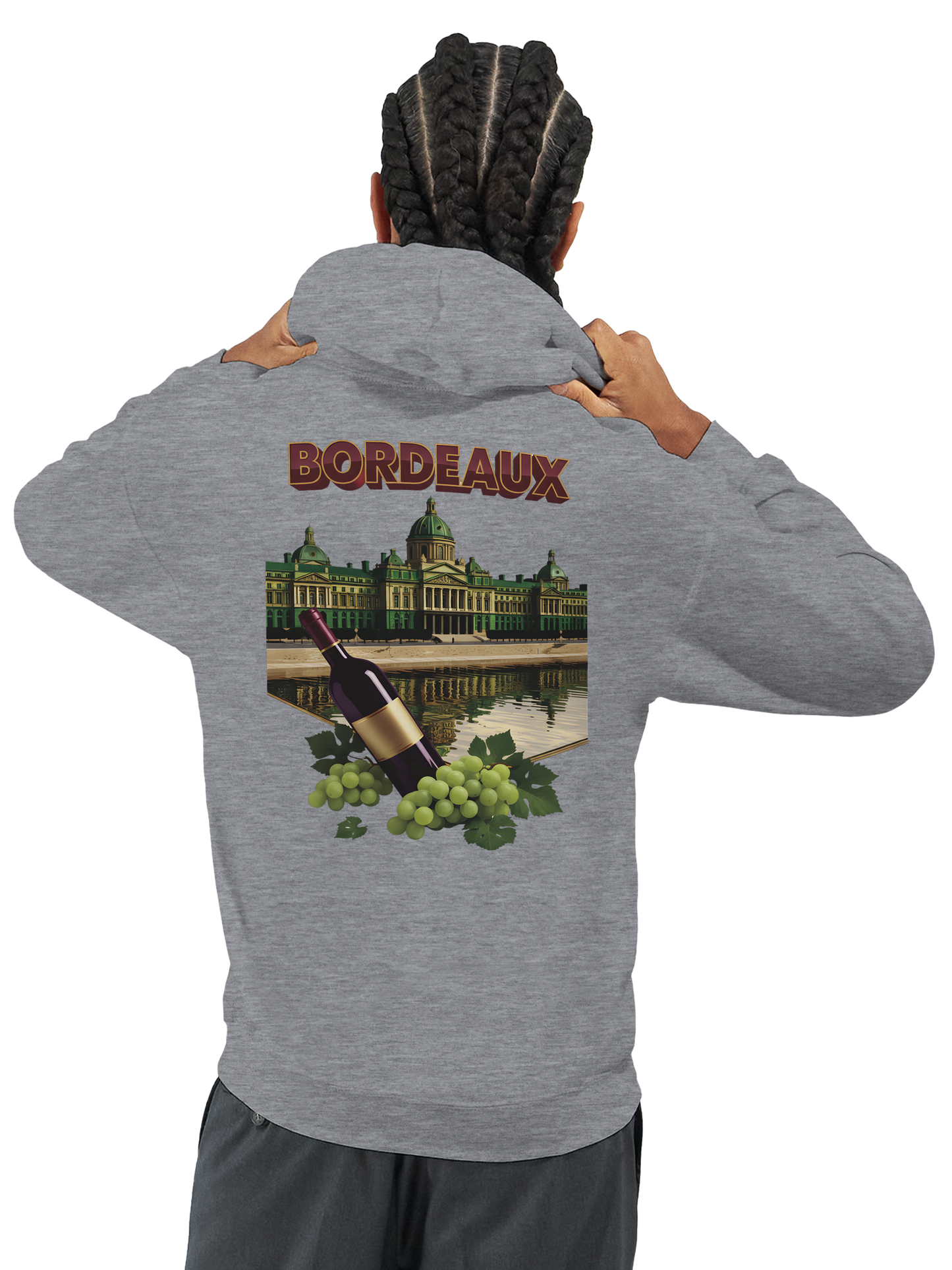 Sweat à capuche unisexe bordeaux Ville de France - Confort premium