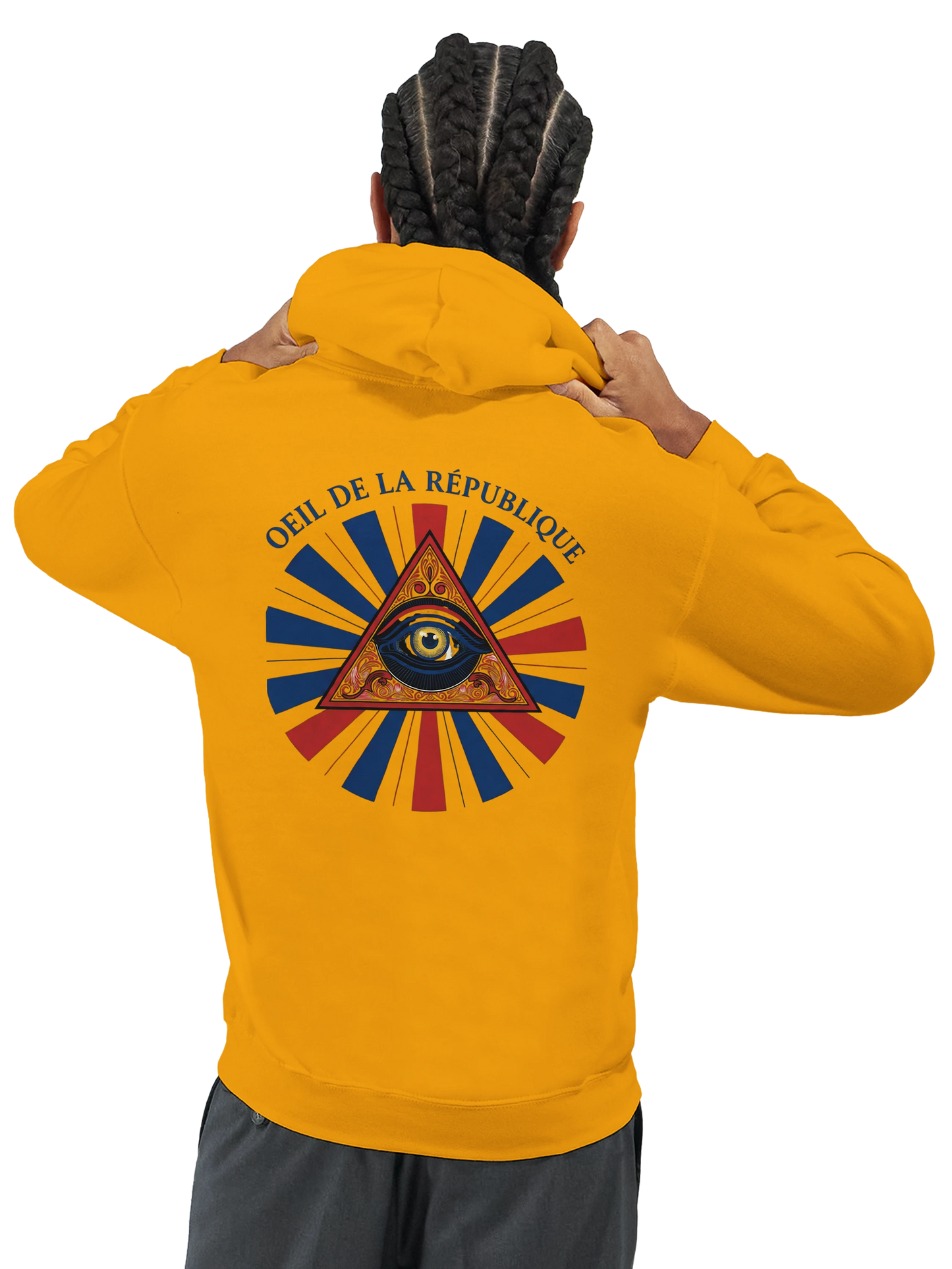 Sweat à capuche Homme - Design Œil de la République - Premium Confort