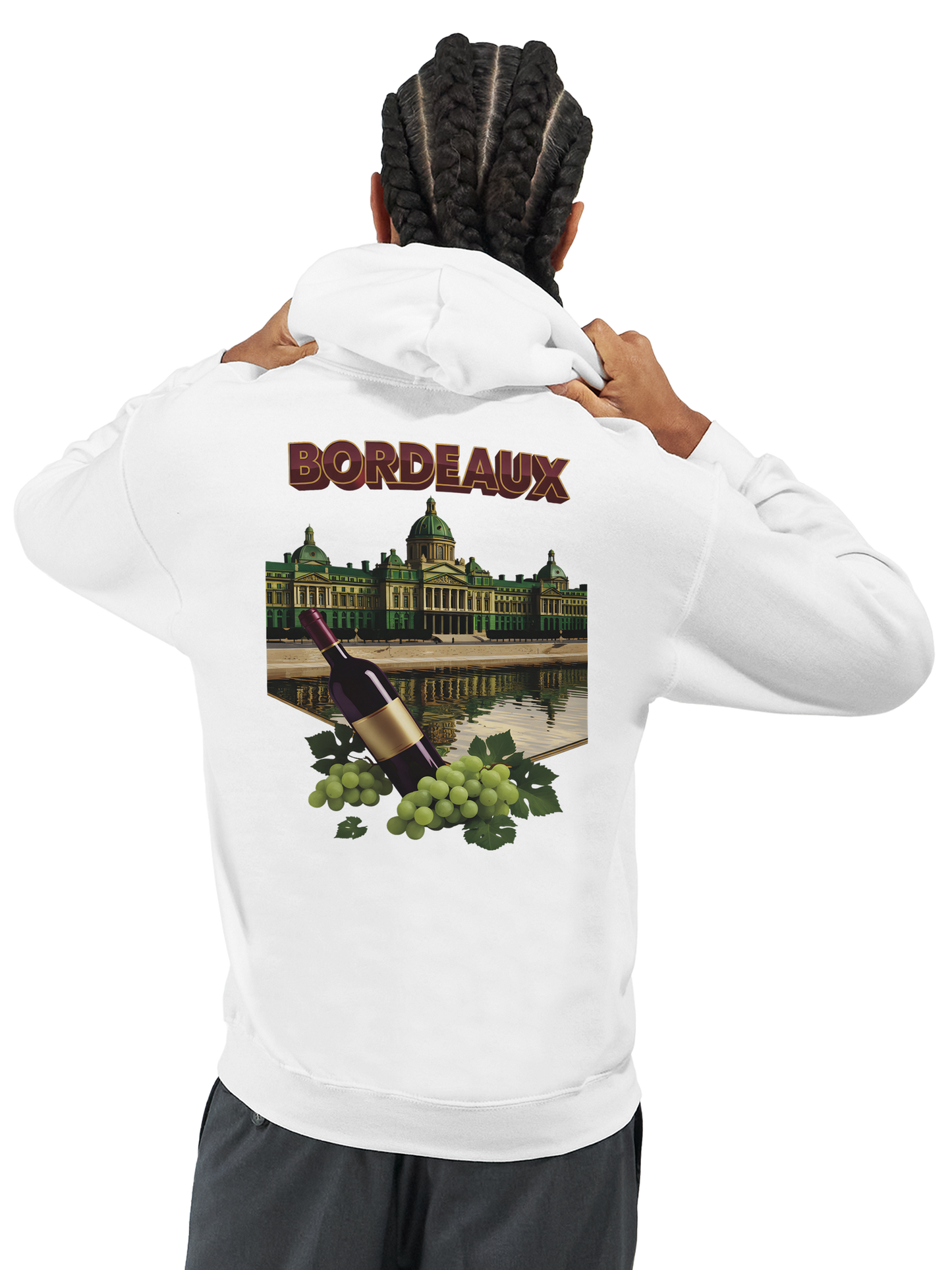 Sweat à capuche unisexe bordeaux Ville de France - Confort premium