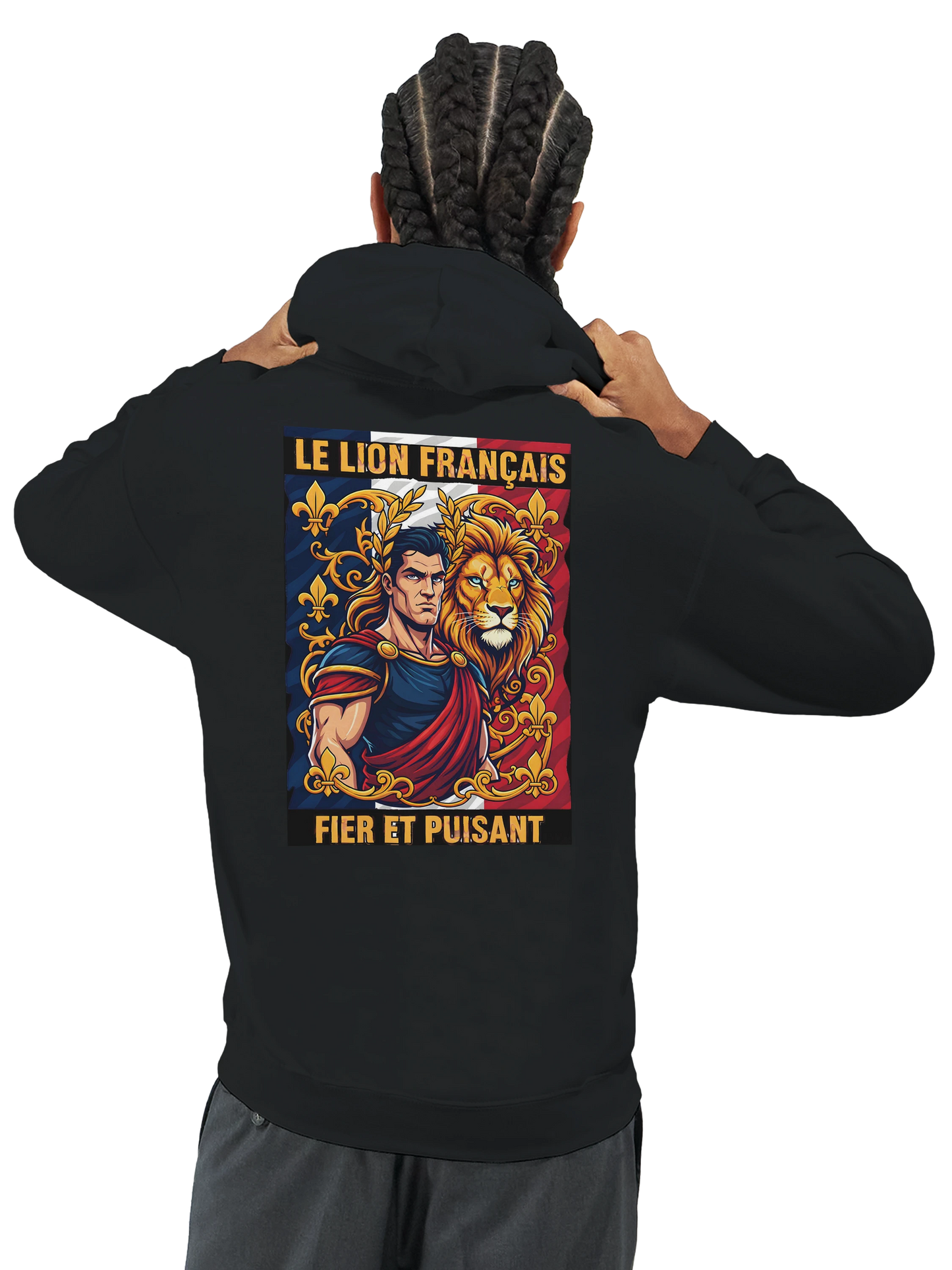Sweat à capuche homme motif Lion Fort – Hoodie épais et confortable