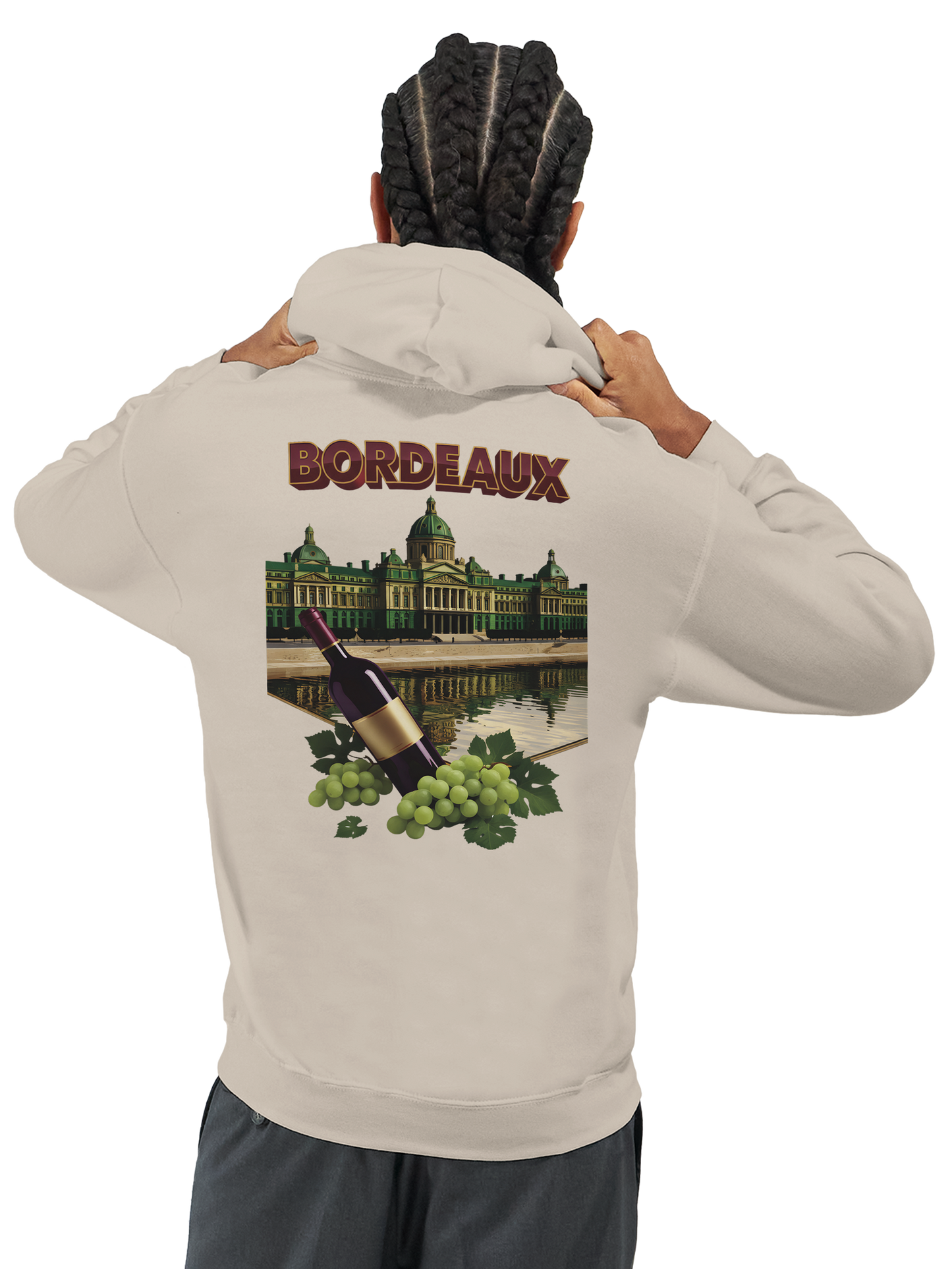 Sweat à capuche unisexe bordeaux Ville de France - Confort premium