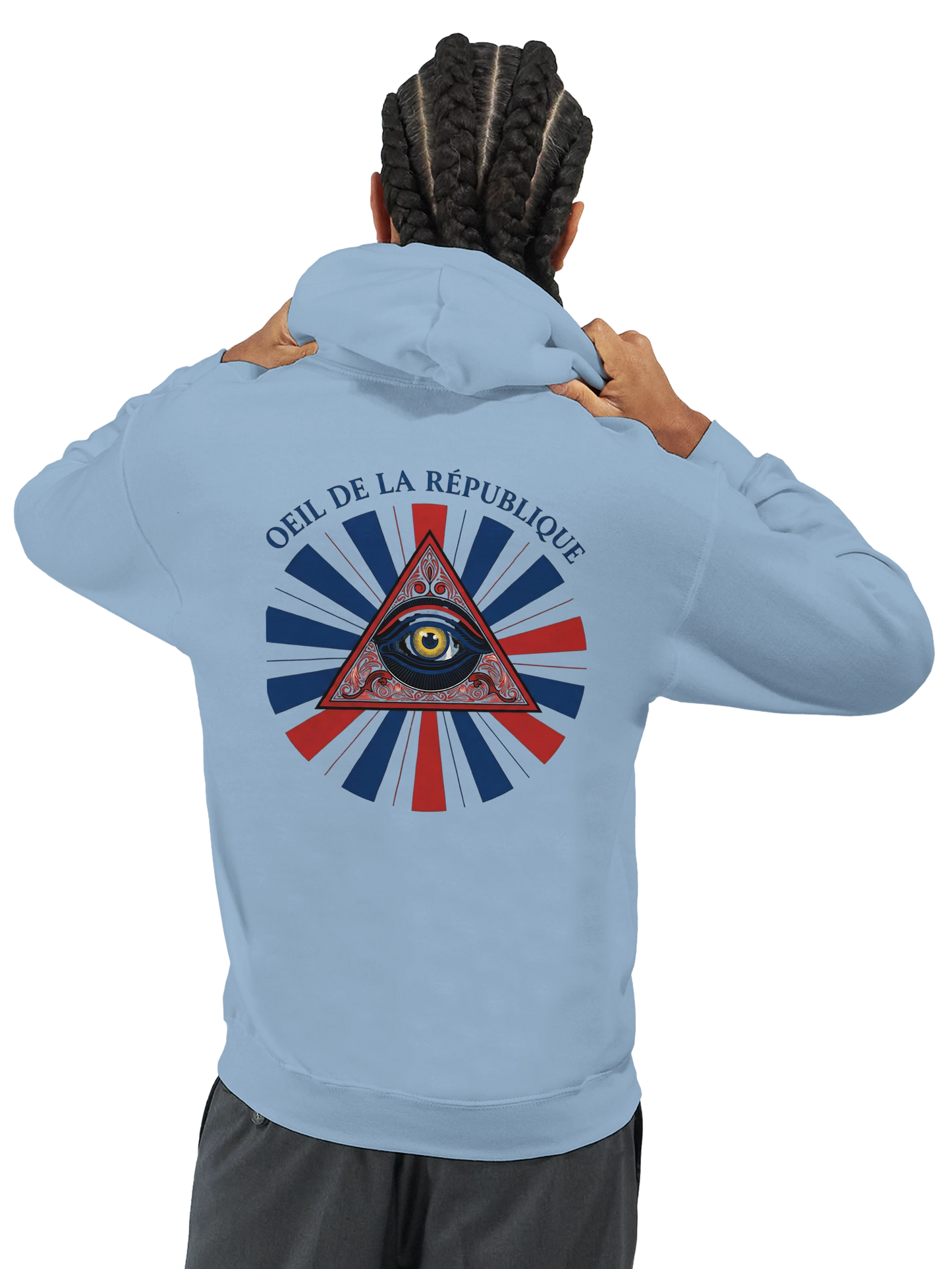Sweat à capuche Homme - Design Œil de la République - Premium Confort