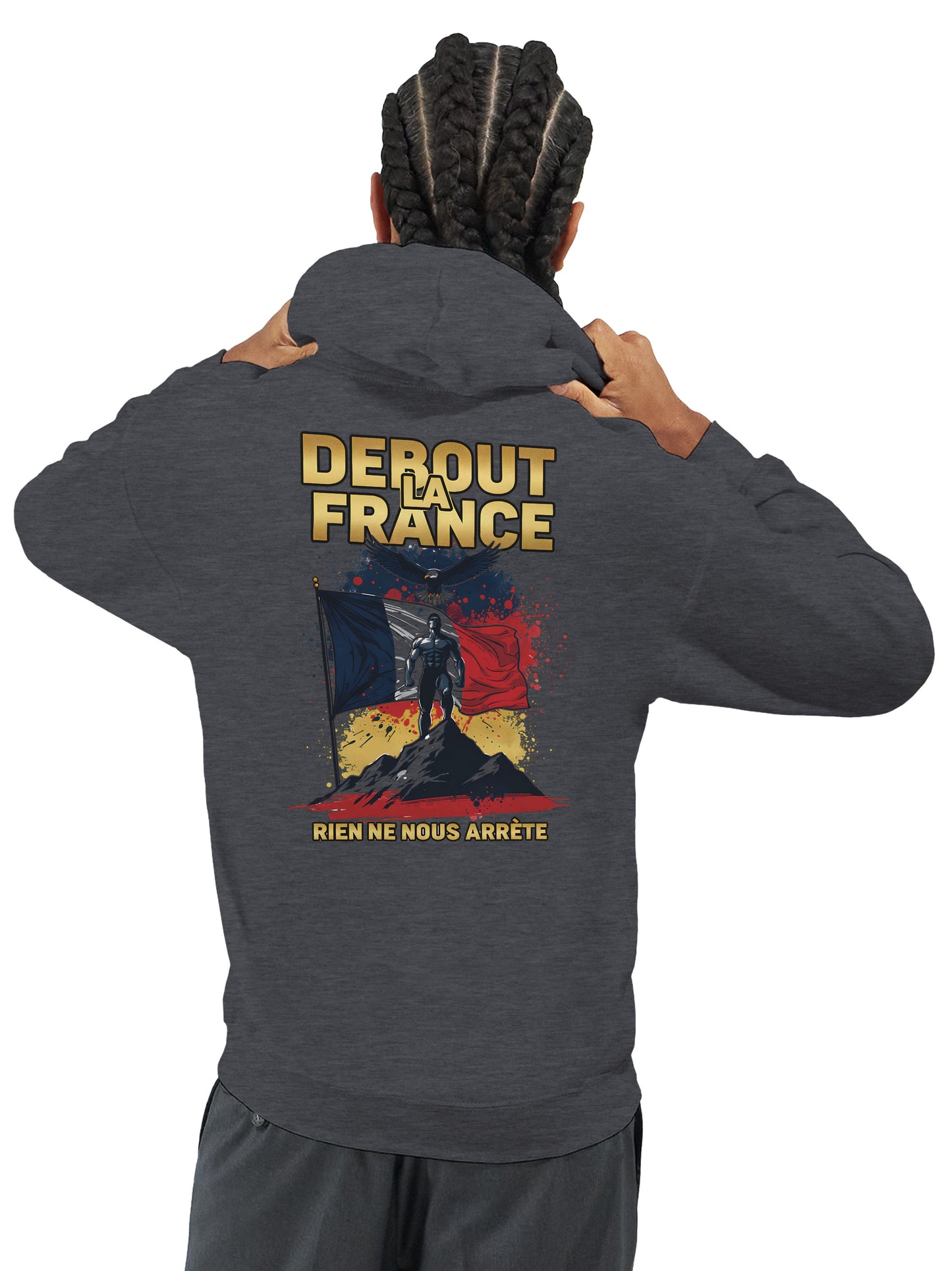 Sweat à capuche Debout la France pour homme – Hoodie premium en coton mélangé