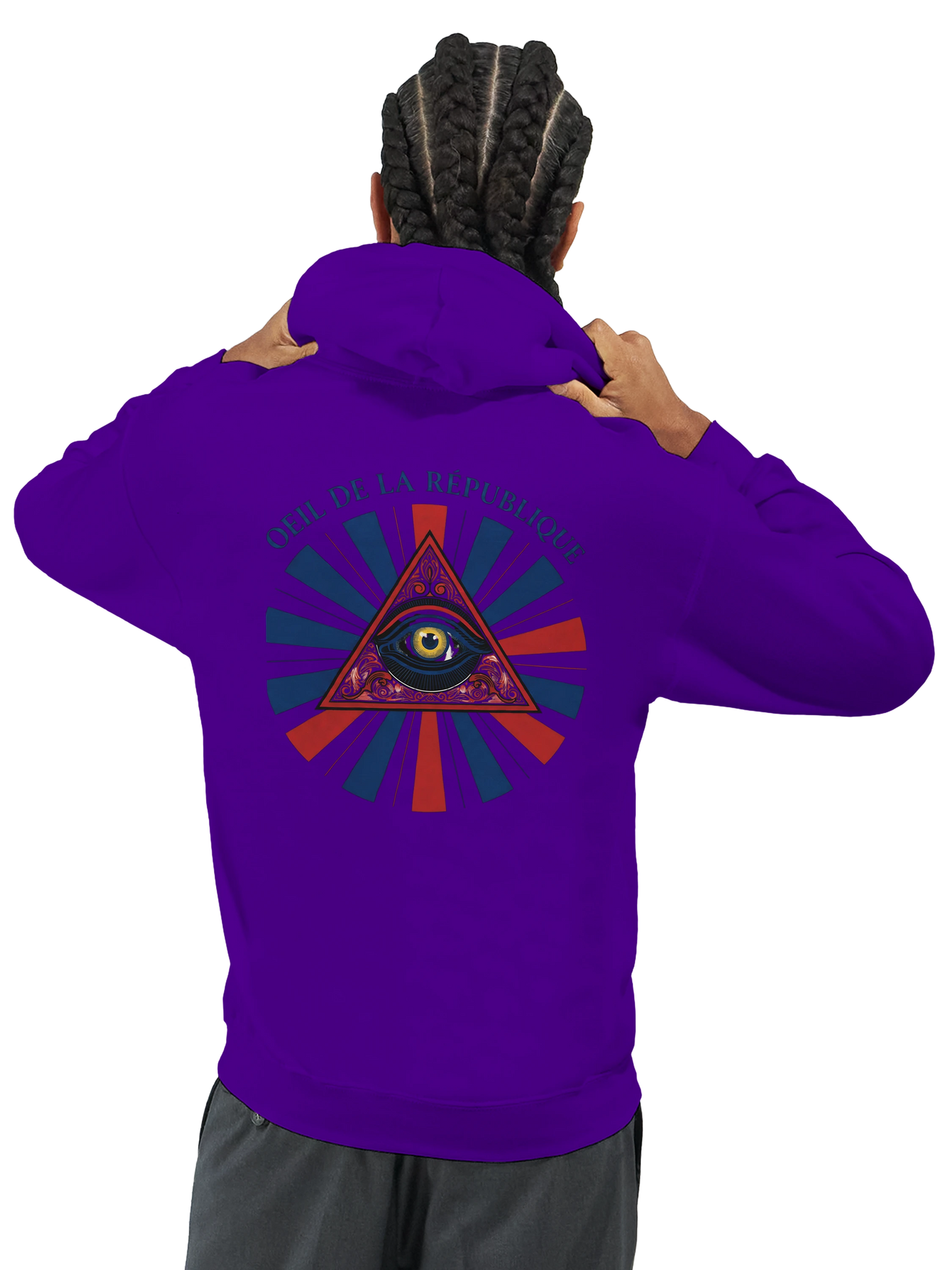 Sweat à capuche Homme - Design Œil de la République - Premium Confort