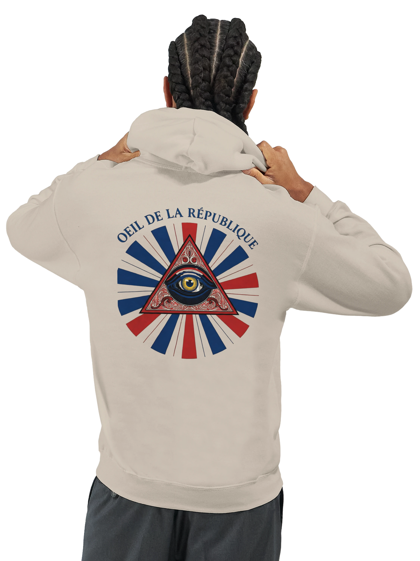 Sweat à capuche Homme - Design Œil de la République - Premium Confort