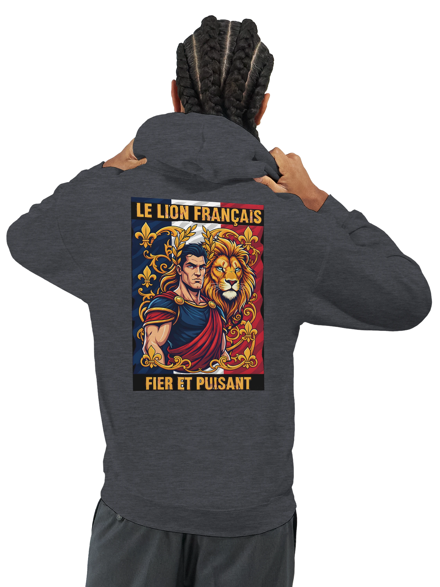 Sweat à capuche homme motif Lion Fort – Hoodie épais et confortable