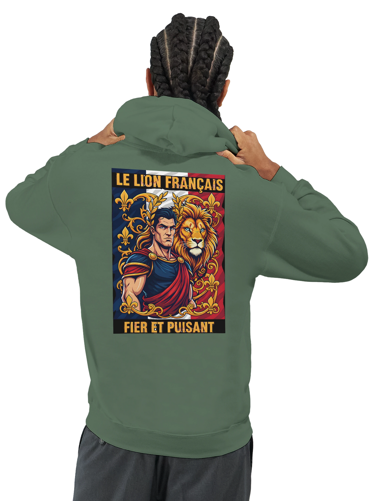 Sweat à capuche homme motif Lion Fort – Hoodie épais et confortable