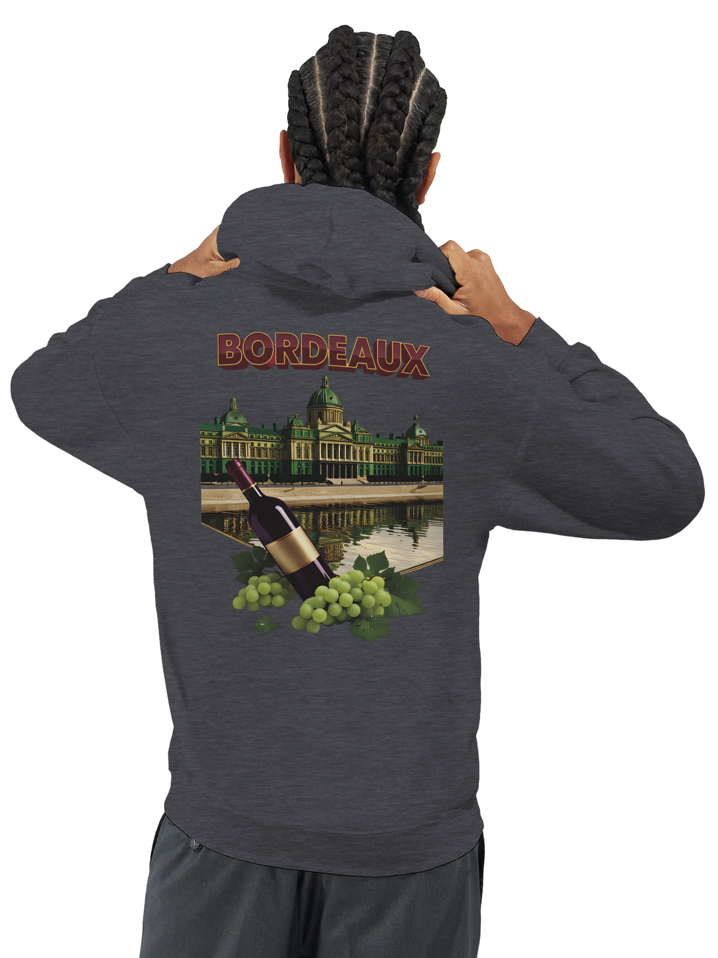 Sweat à capuche unisexe bordeaux Ville de France - Confort premium