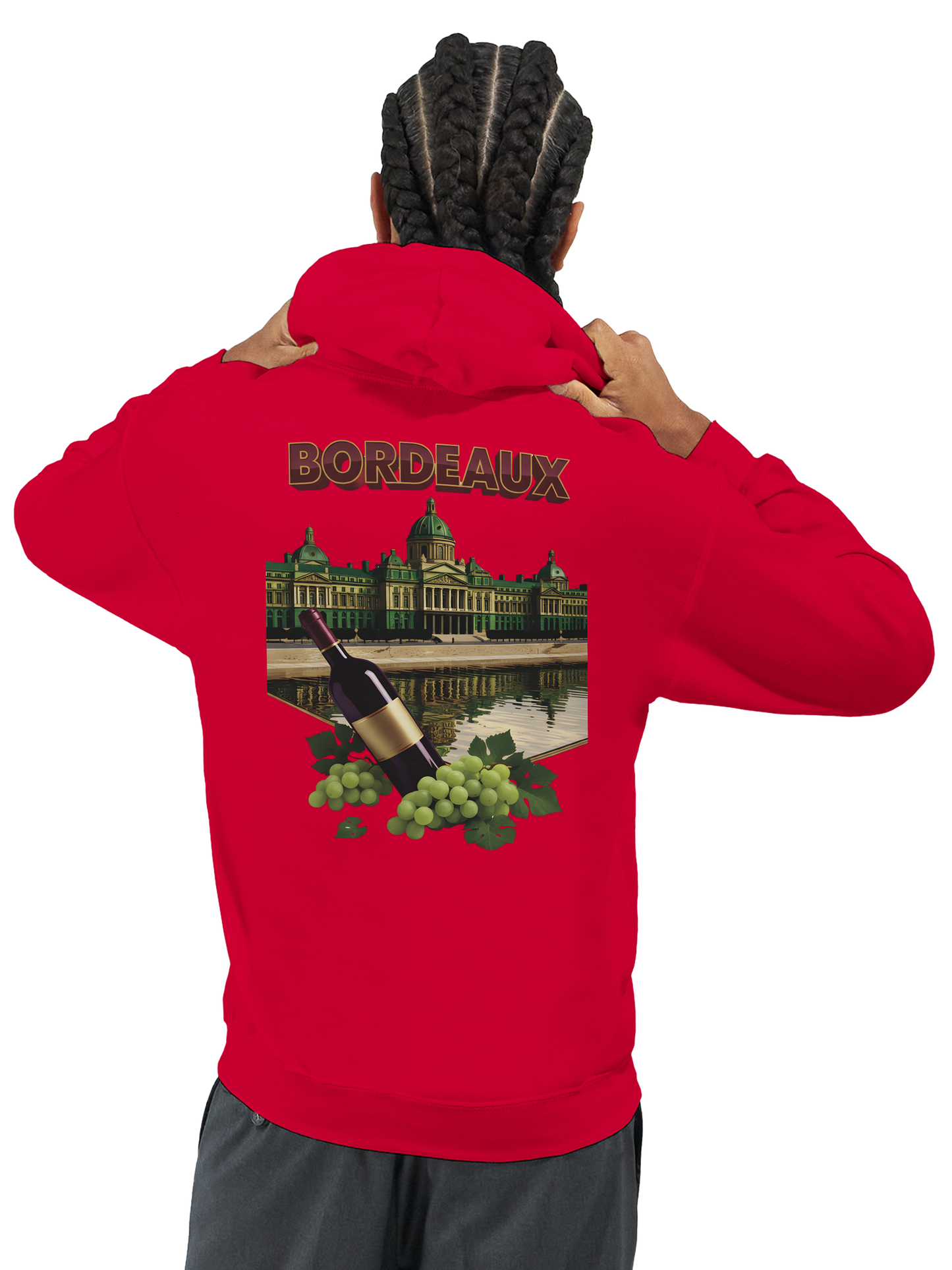Sweat à capuche unisexe bordeaux Ville de France - Confort premium