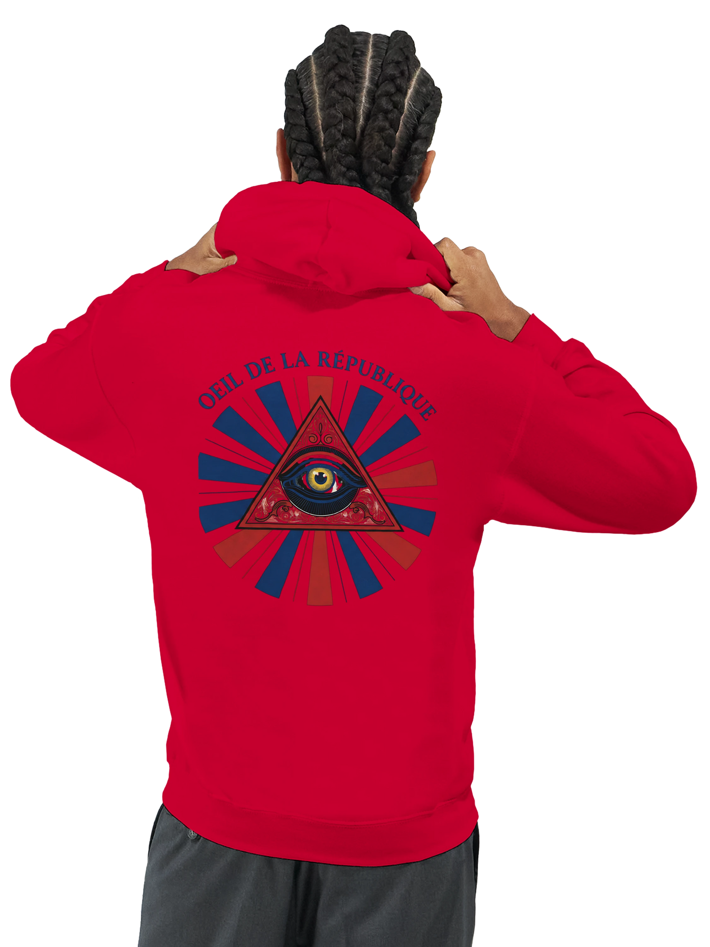 Sweat à capuche Homme - Design Œil de la République - Premium Confort