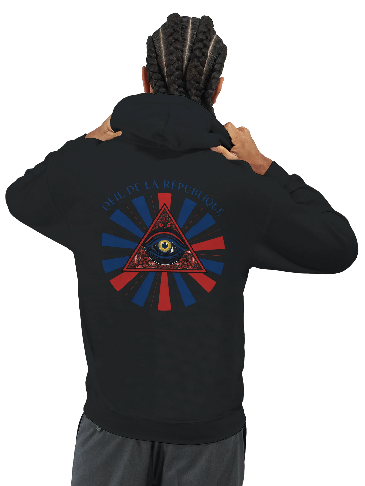 Sweat à capuche Homme - Design Œil de la République - Premium Confort