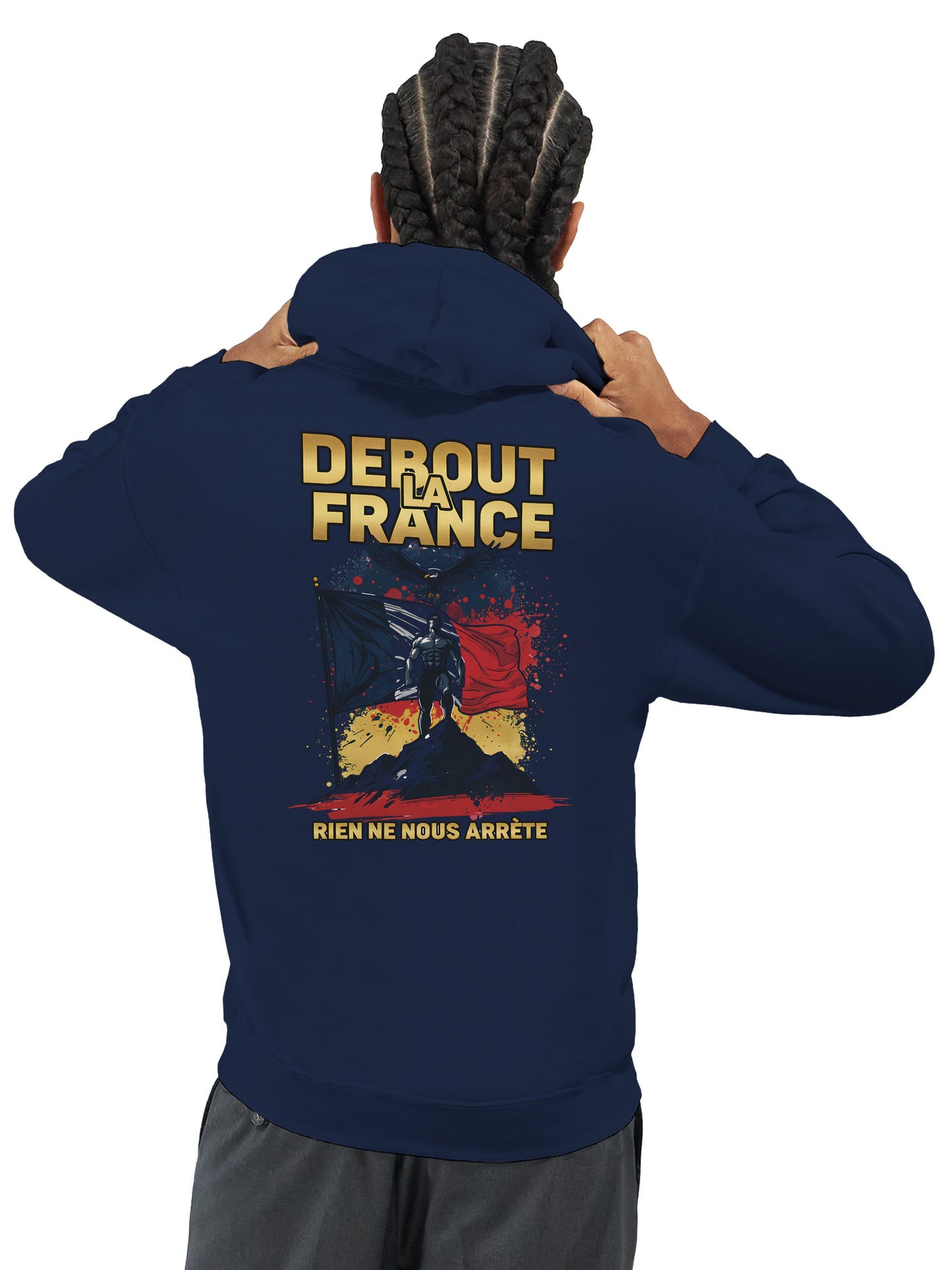 Sweat à capuche Debout la France pour homme – Hoodie premium en coton mélangé