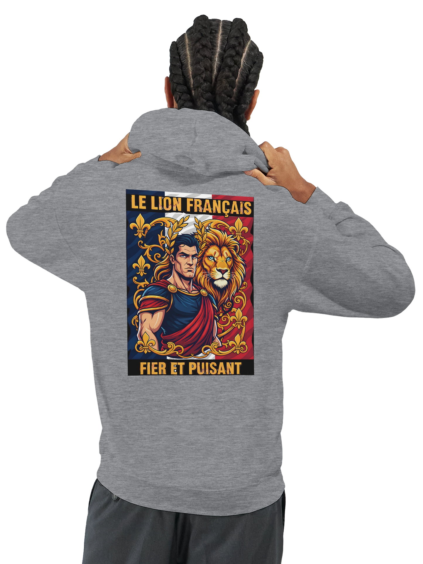 Sweat à capuche homme motif Lion Fort – Hoodie épais et confortable