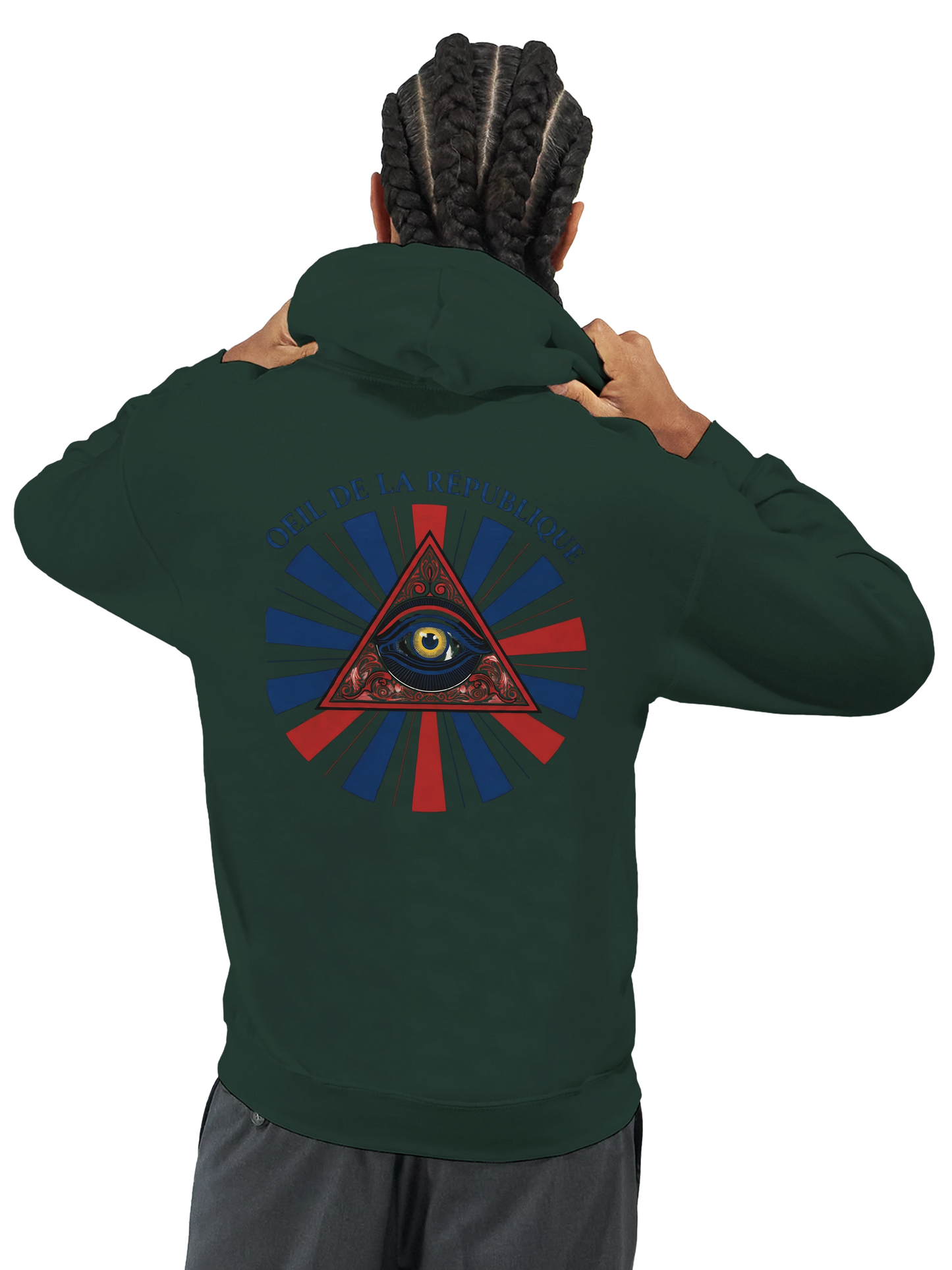 Sweat à capuche Homme - Design Œil de la République - Premium Confort