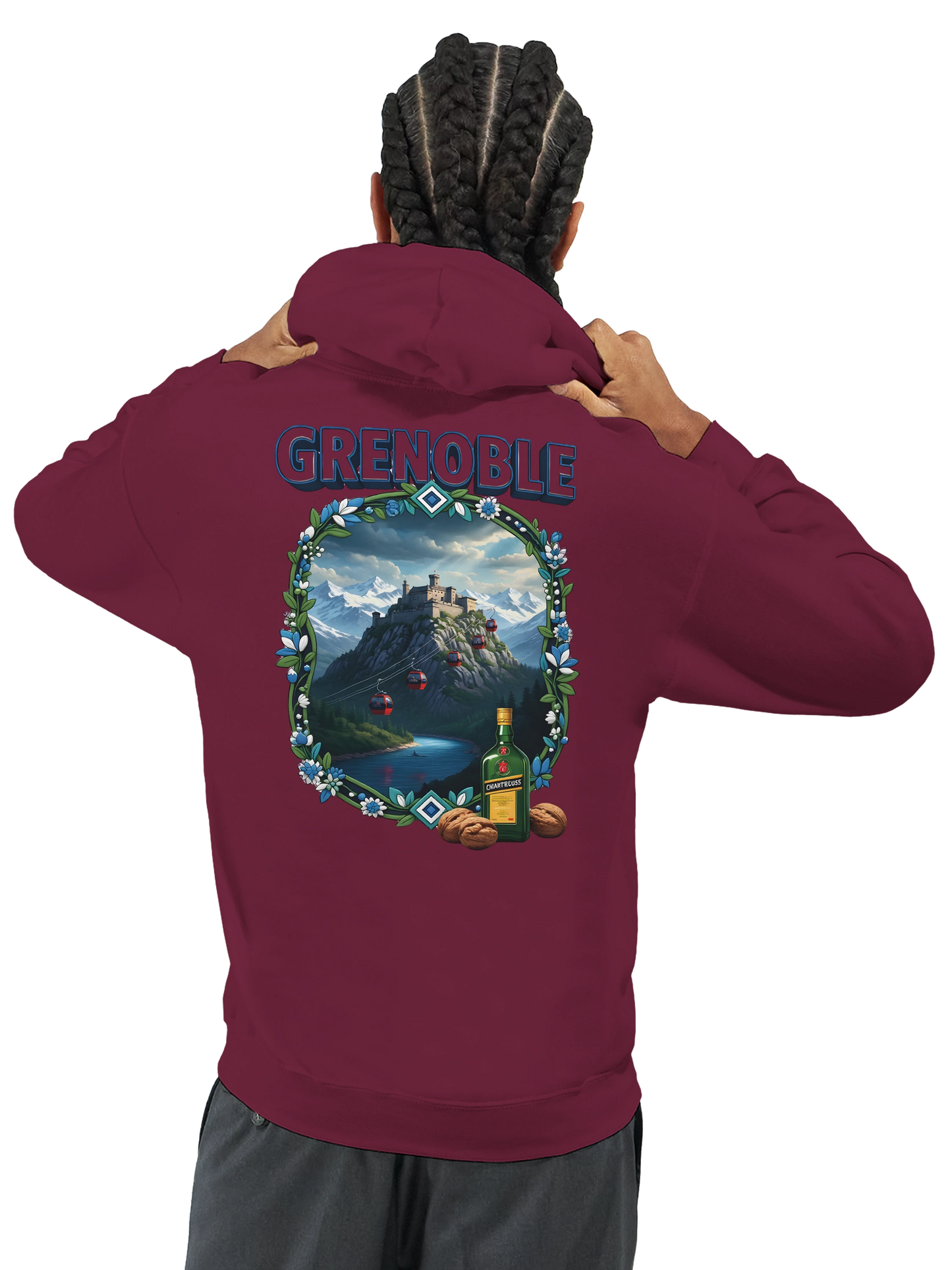 Sweat à capuche Grenoble - Collection Ville de France - Unisexe Premium