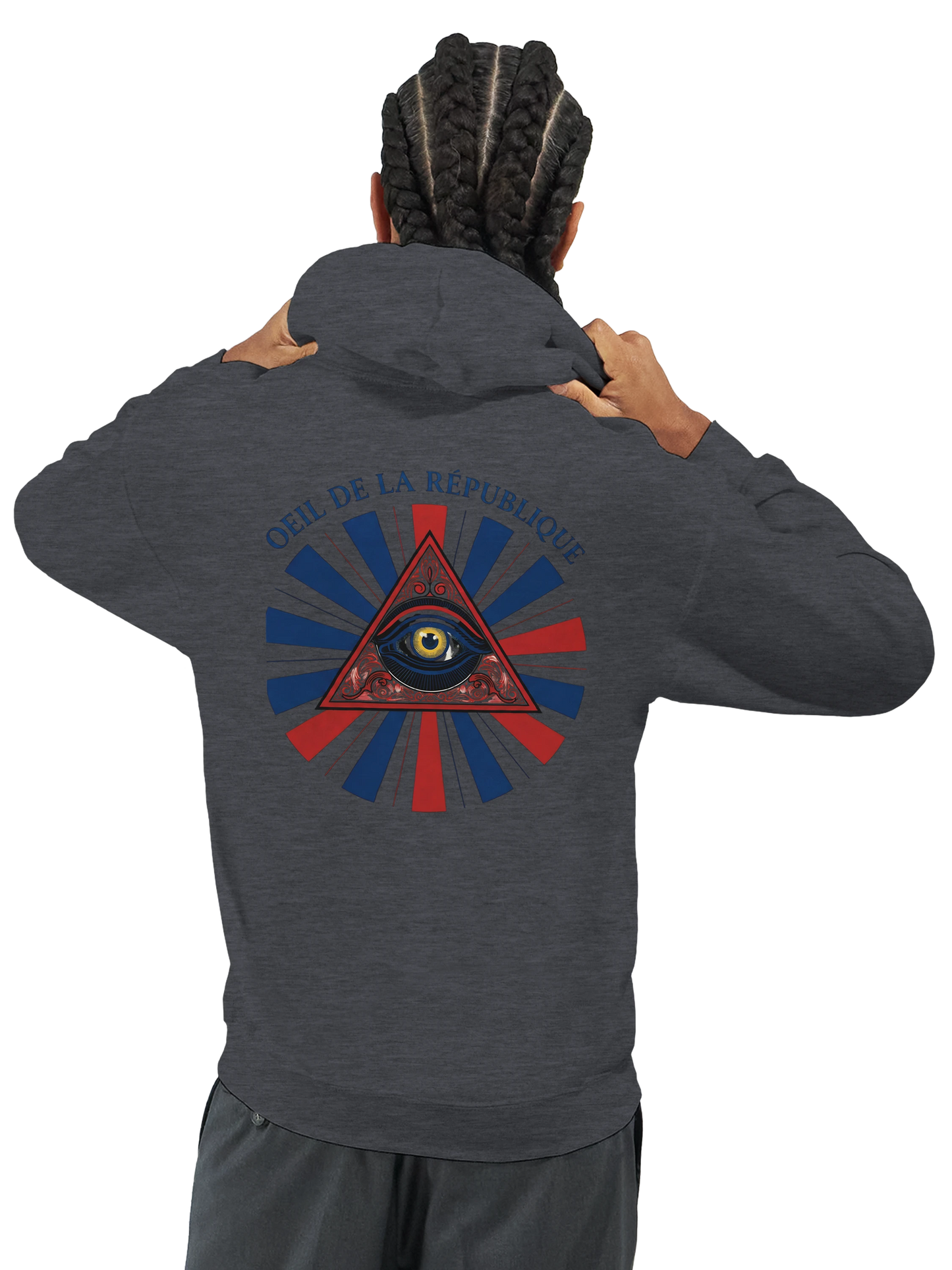 Sweat à capuche Homme - Design Œil de la République - Premium Confort