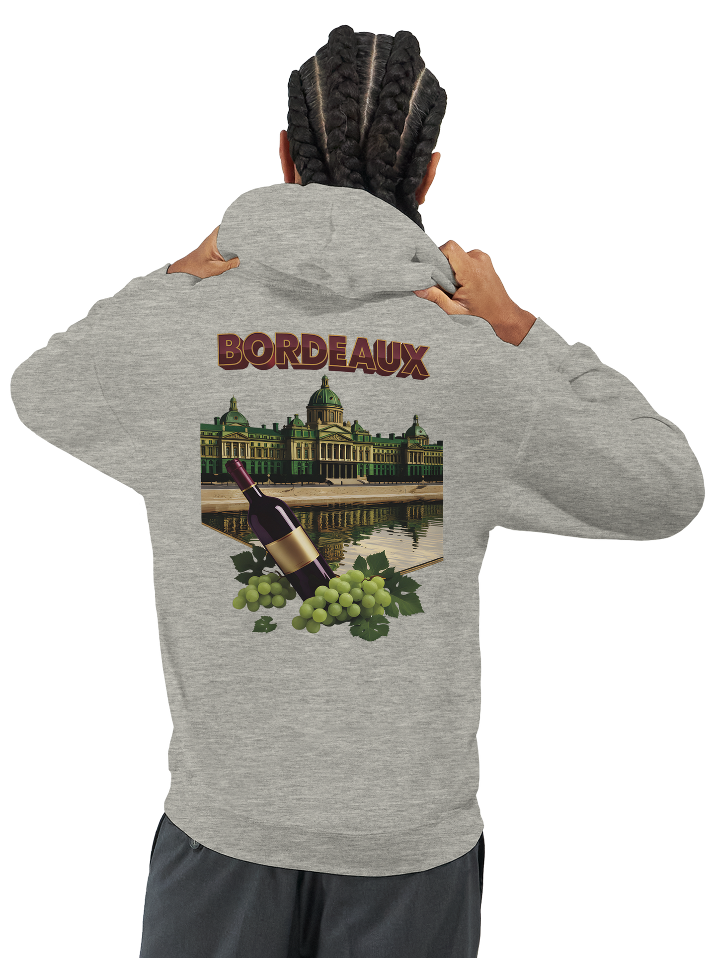 Sweat à capuche unisexe bordeaux Ville de France - Confort premium