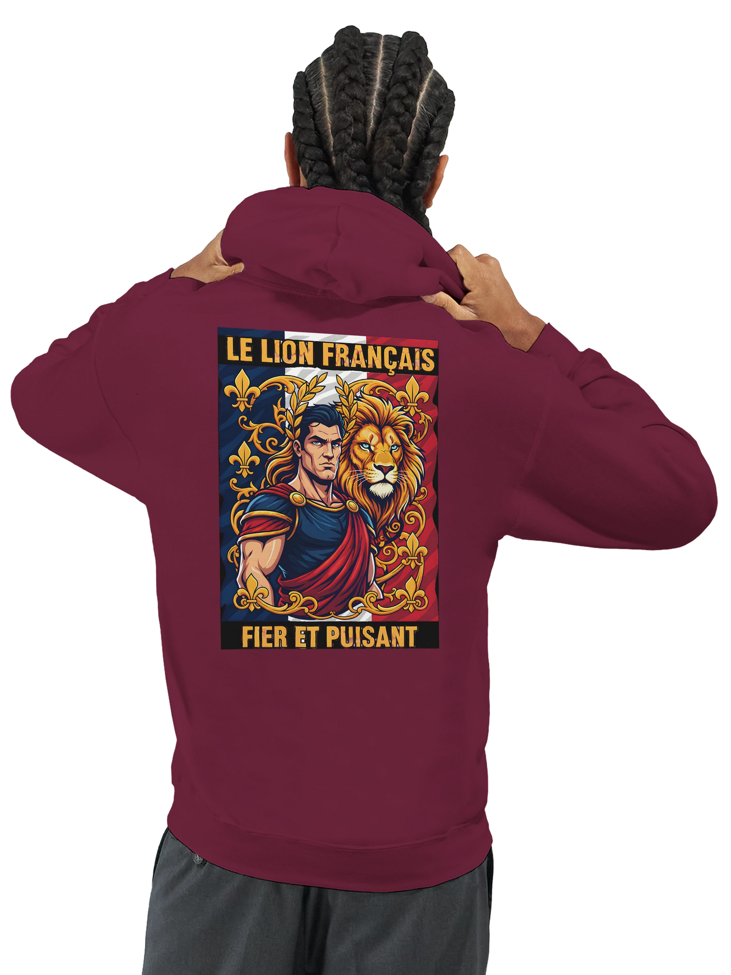 Sweat à capuche homme motif Lion Fort – Hoodie épais et confortable