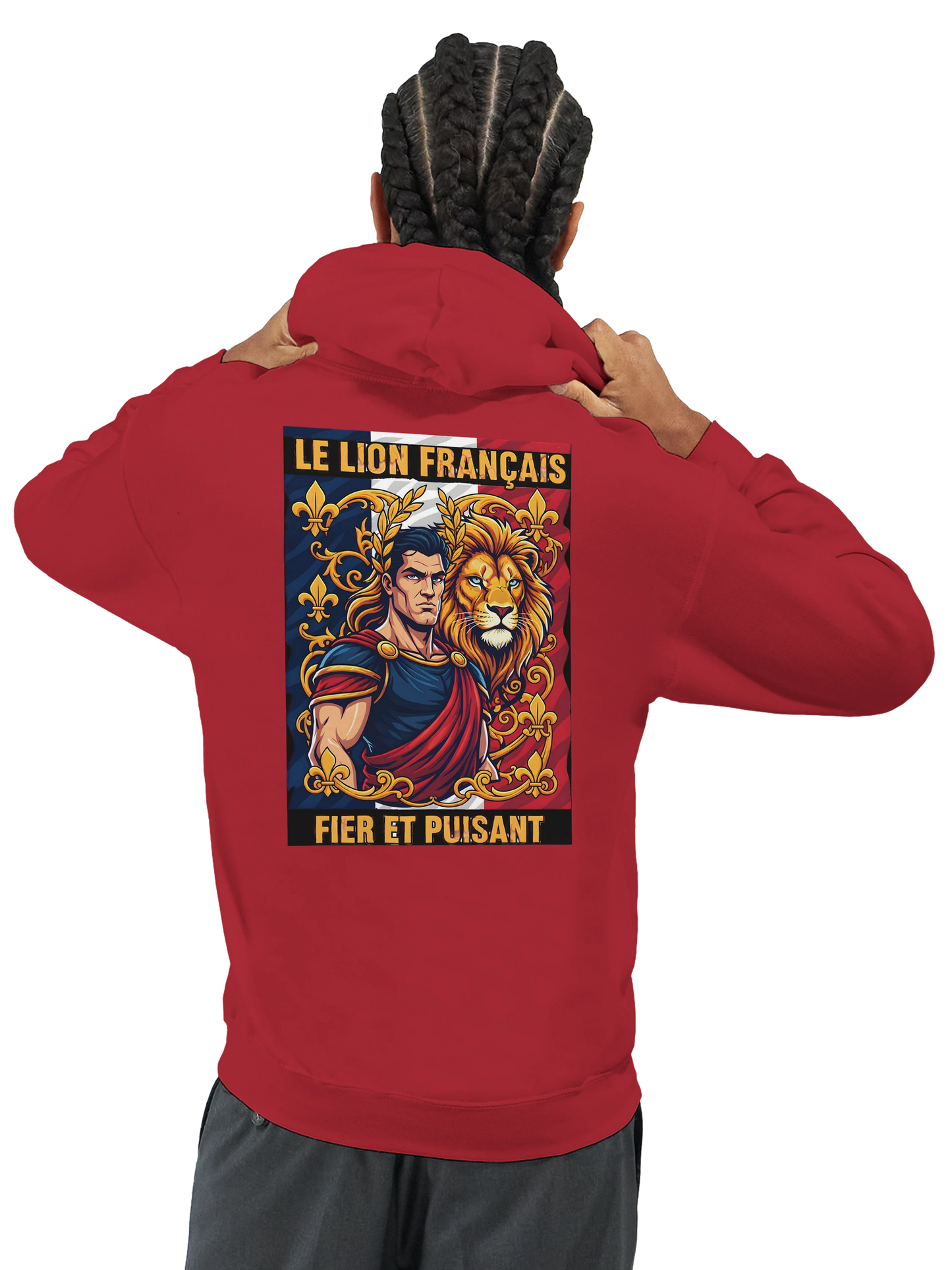Sweat à capuche homme motif Lion Fort – Hoodie épais et confortable