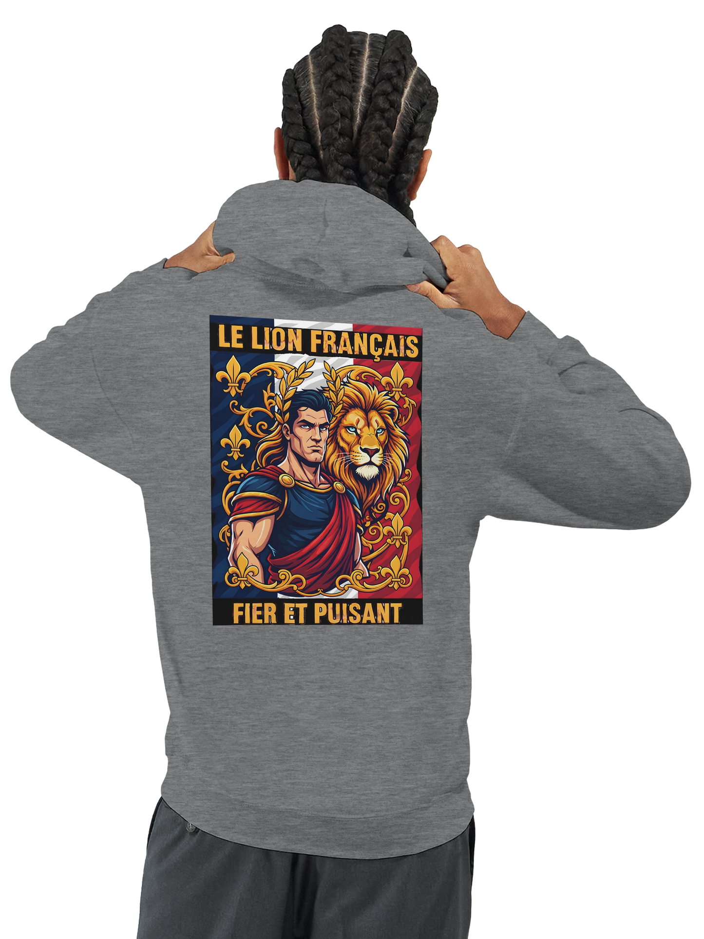 Sweat à capuche homme motif Lion Fort – Hoodie épais et confortable