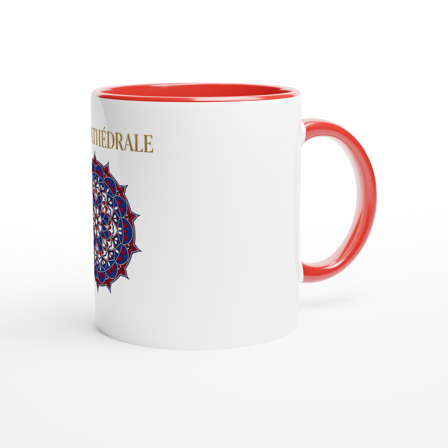 Mug en céramique rose cathédrale  blanche 325 ml (11 oz) avec intérieur coloré