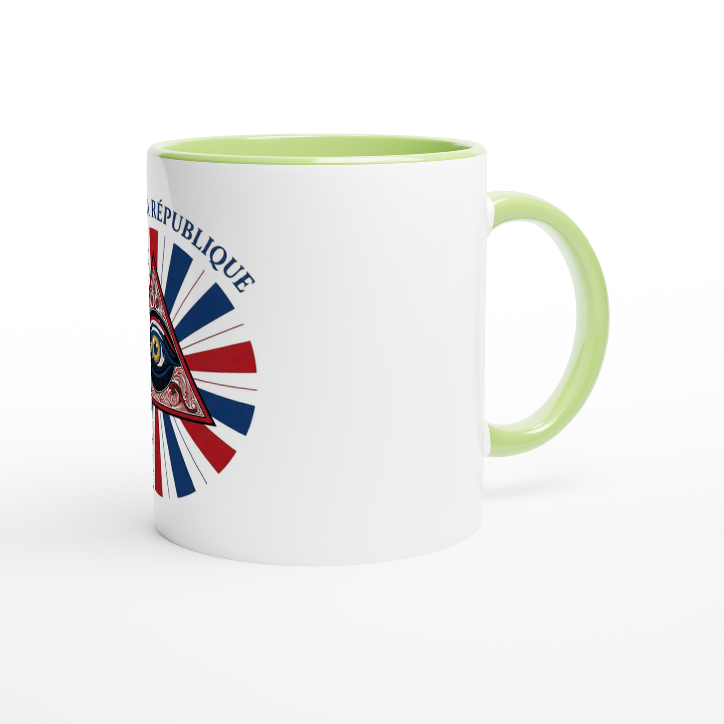 Mug en céramique œil de la république   blanche 325 ml (11 oz) avec intérieur coloré