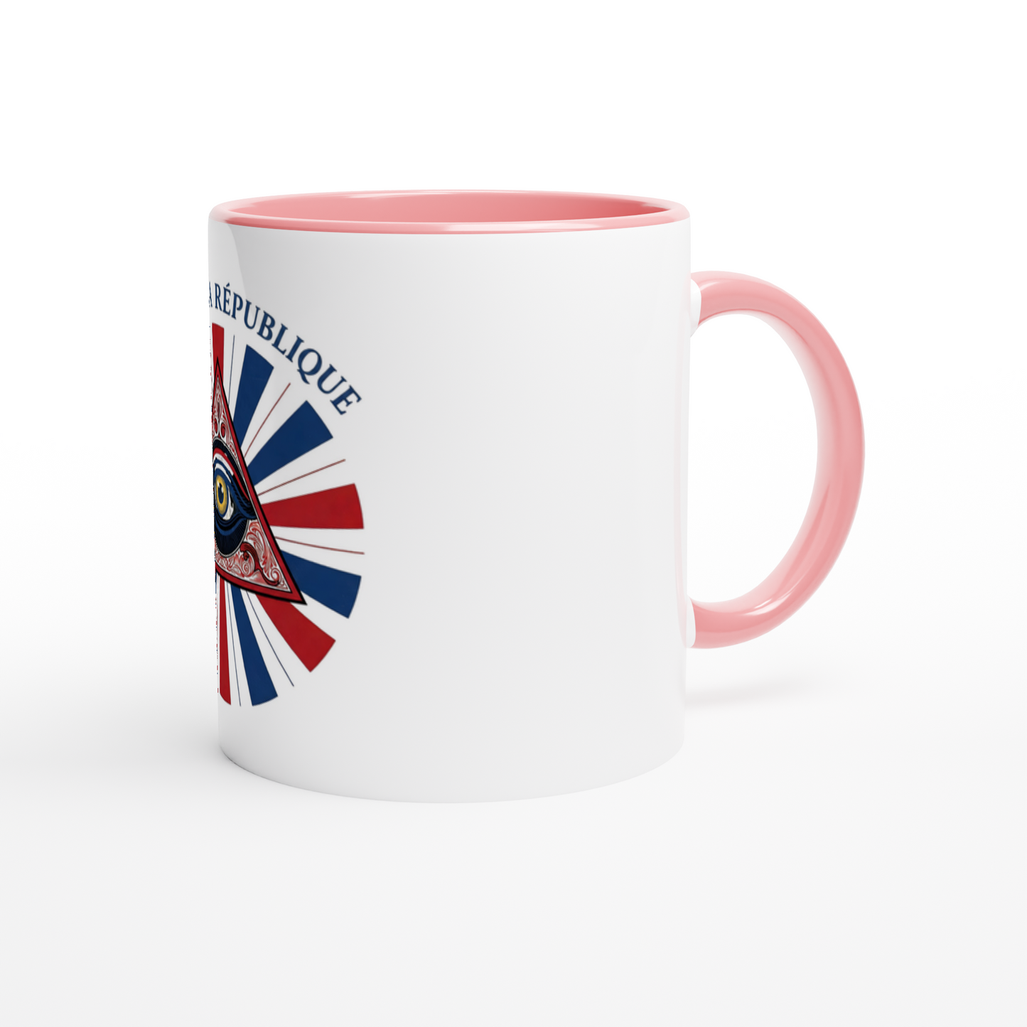 Mug en céramique œil de la république   blanche 325 ml (11 oz) avec intérieur coloré