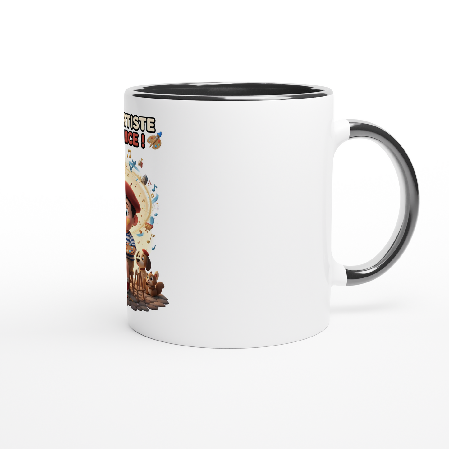White 11oz Ceramic Mug garçon petit artiste de France