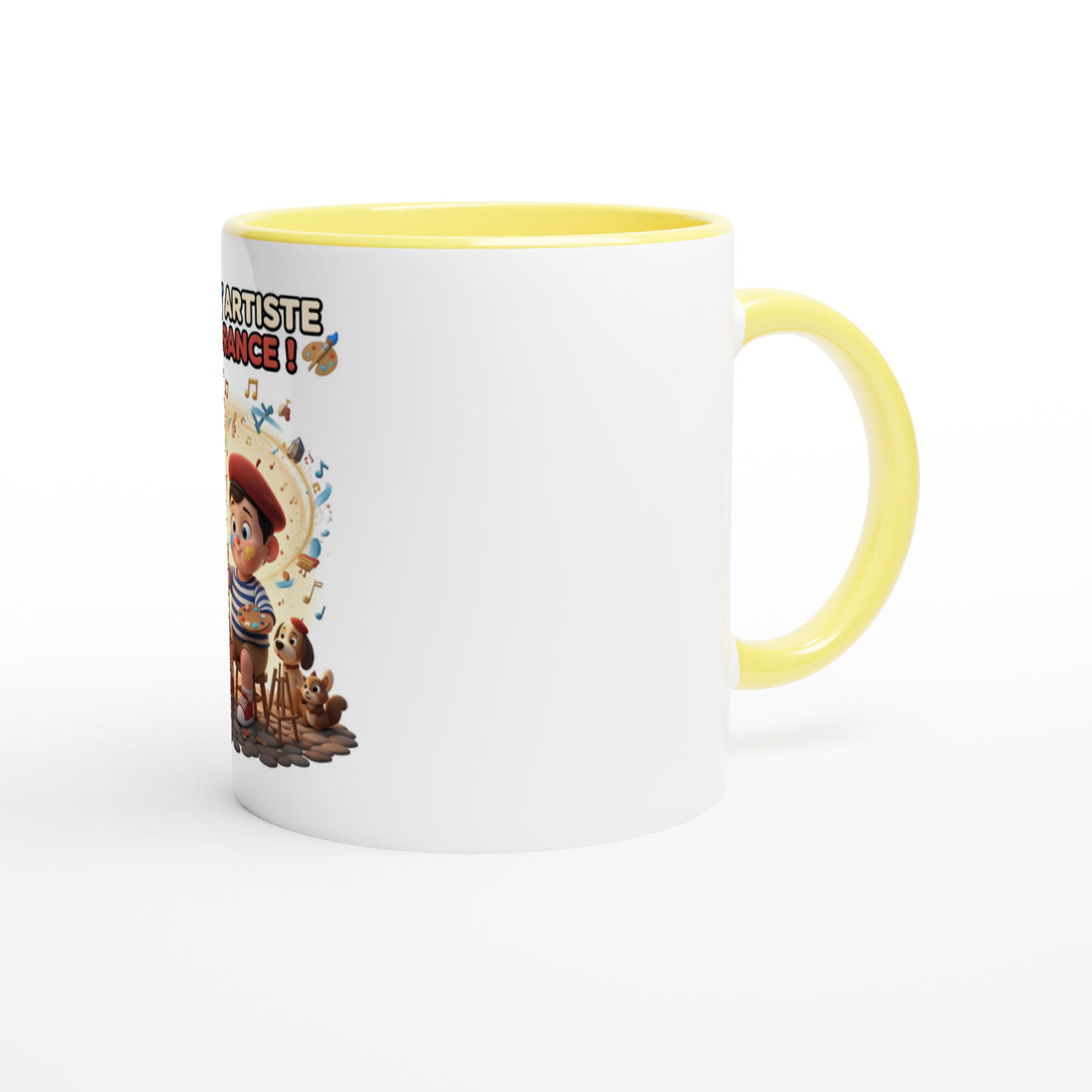 White 11oz Ceramic Mug garçon petit artiste de France