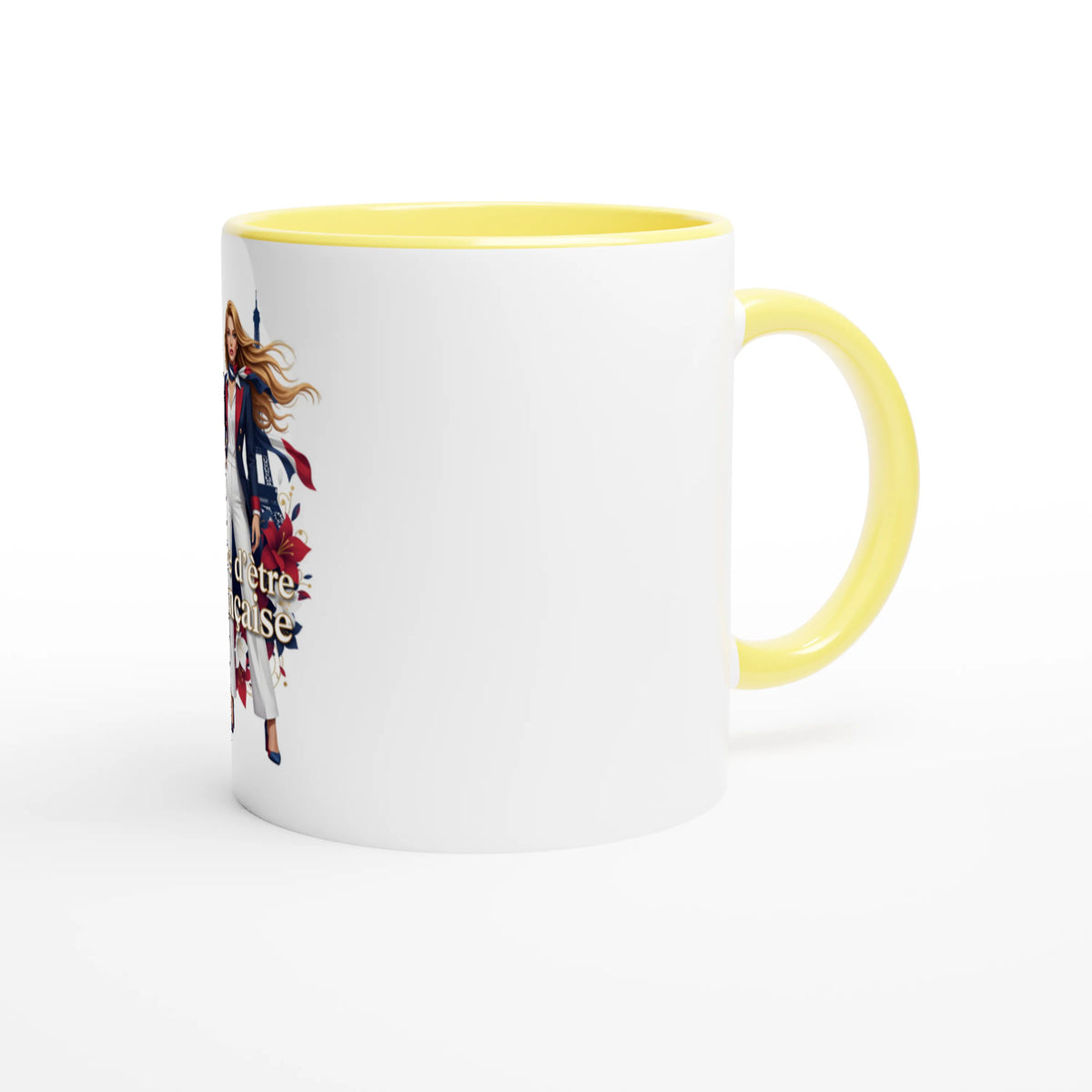 Mug  fière d'être française  en céramique blanche 325 ml (11 oz) avec intérieur coloré