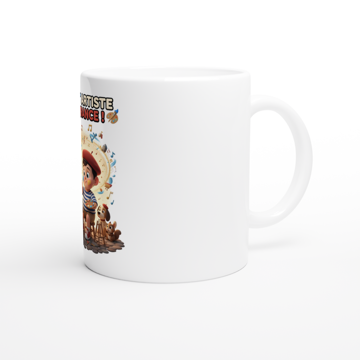 White 11oz Ceramic Mug garçon petit artiste de France