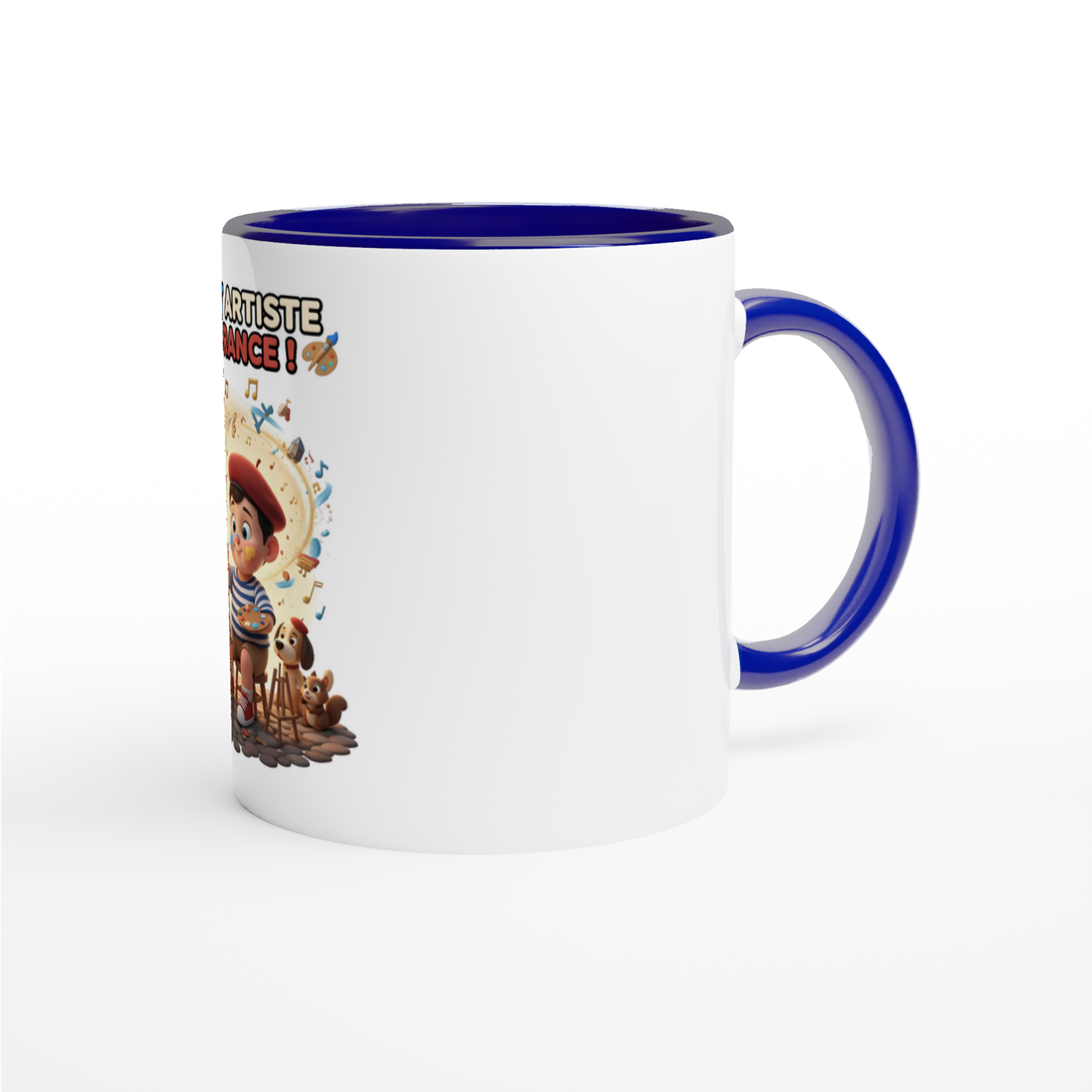 White 11oz Ceramic Mug garçon petit artiste de France