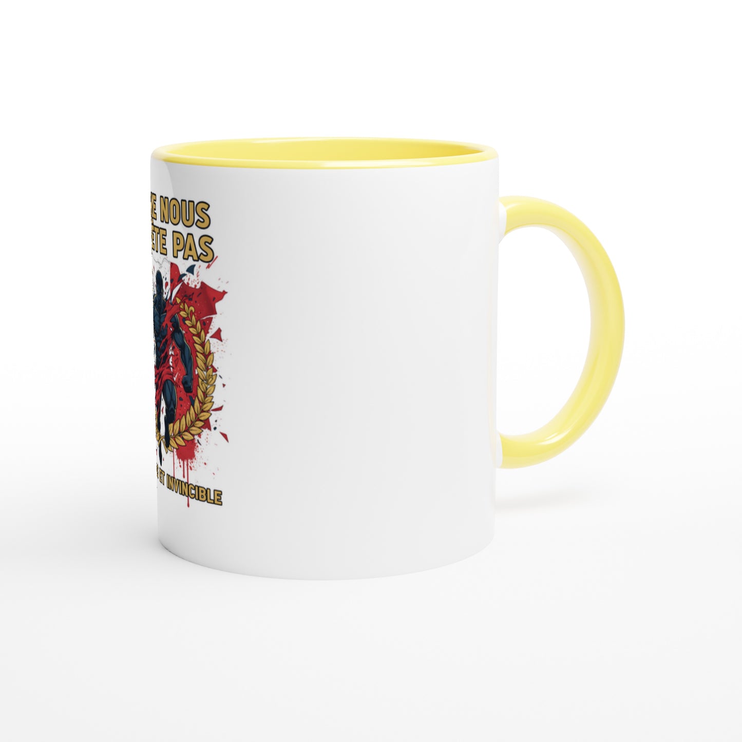 Mug en céramique on nous arrête pas  blanche 325 ml (11 oz) avec intérieur coloré